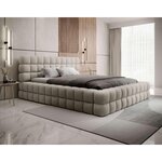 BEST MOBILIER Kingston - lit coffre - 140x200 - sommier inclus - en tissu bouclette. Coloris disponibles : Blanc, Gris, Beige