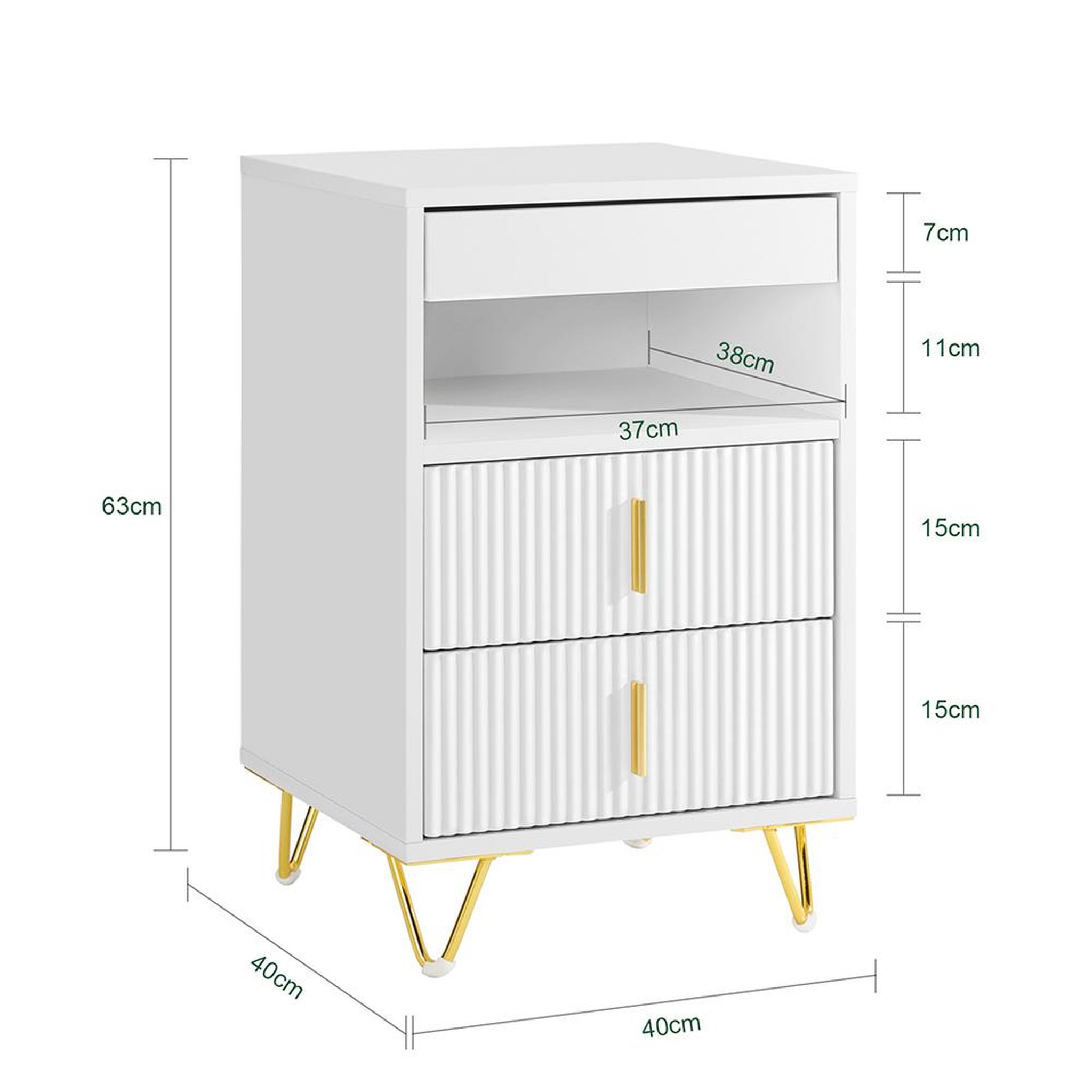 Voir la diapositive 3 : SOBUY SoBuy - Table De Chevet à 3 tiroirs - Blanc - 40x40x63cm - Moderne - FBT168-W
