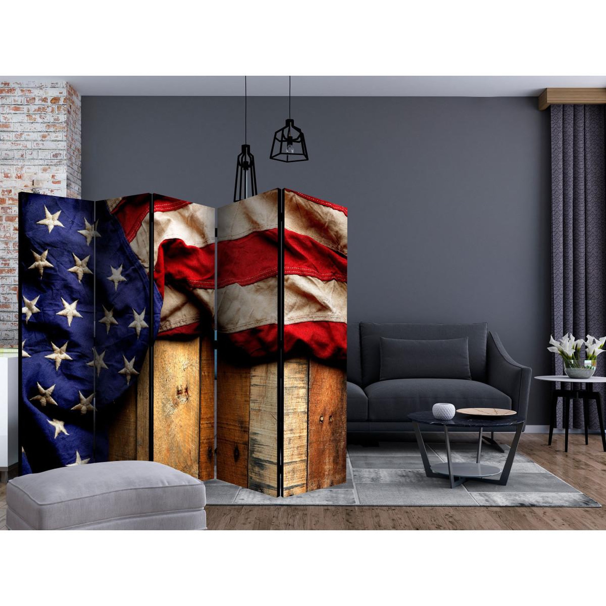 Voir la diapositive 2 : Paris Prix Paravent 5 volets  american style  172x225cm