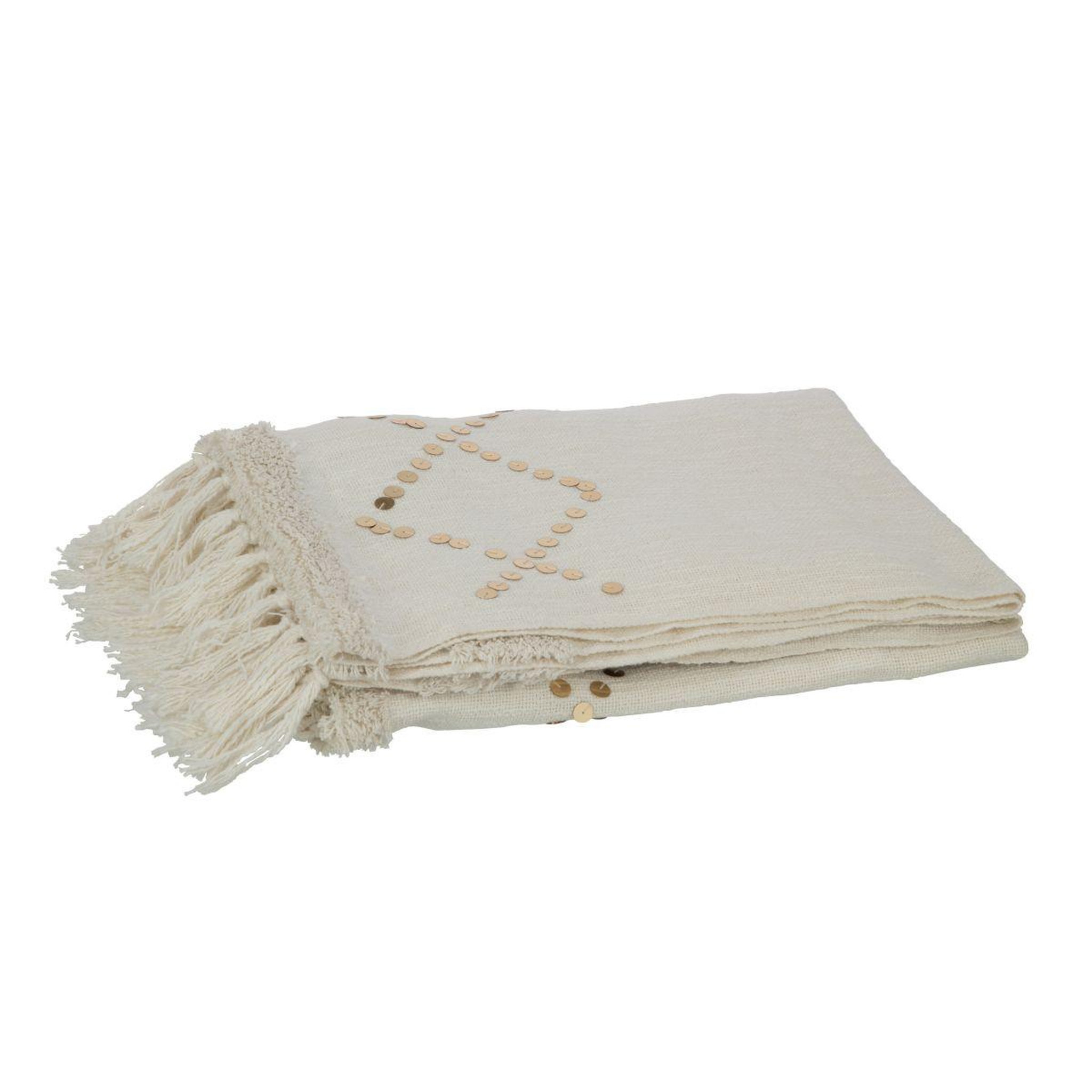 J-LINE Plaid uni avec sequin  dubai  130x180cm blanc
