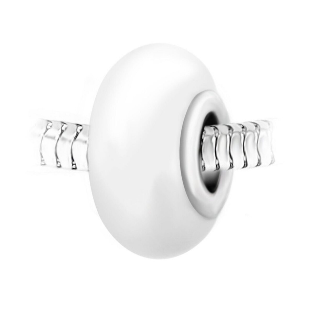 SC CRYSTAL Charm perle  verre blanc et acier par SC Crystal
