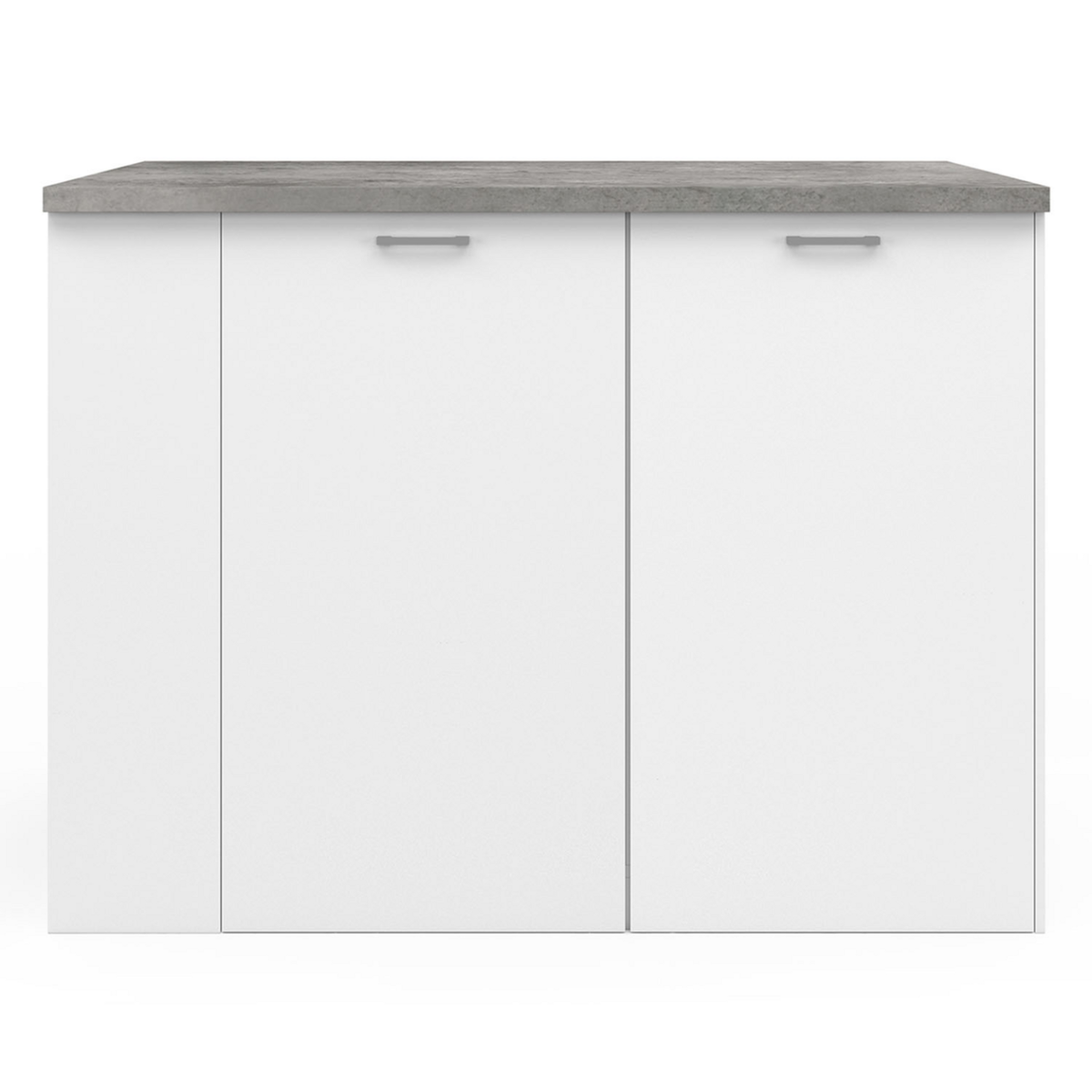 ID MARKET Ilot central TIBO 120 cm bois blanc avec plan de travail façon béton
