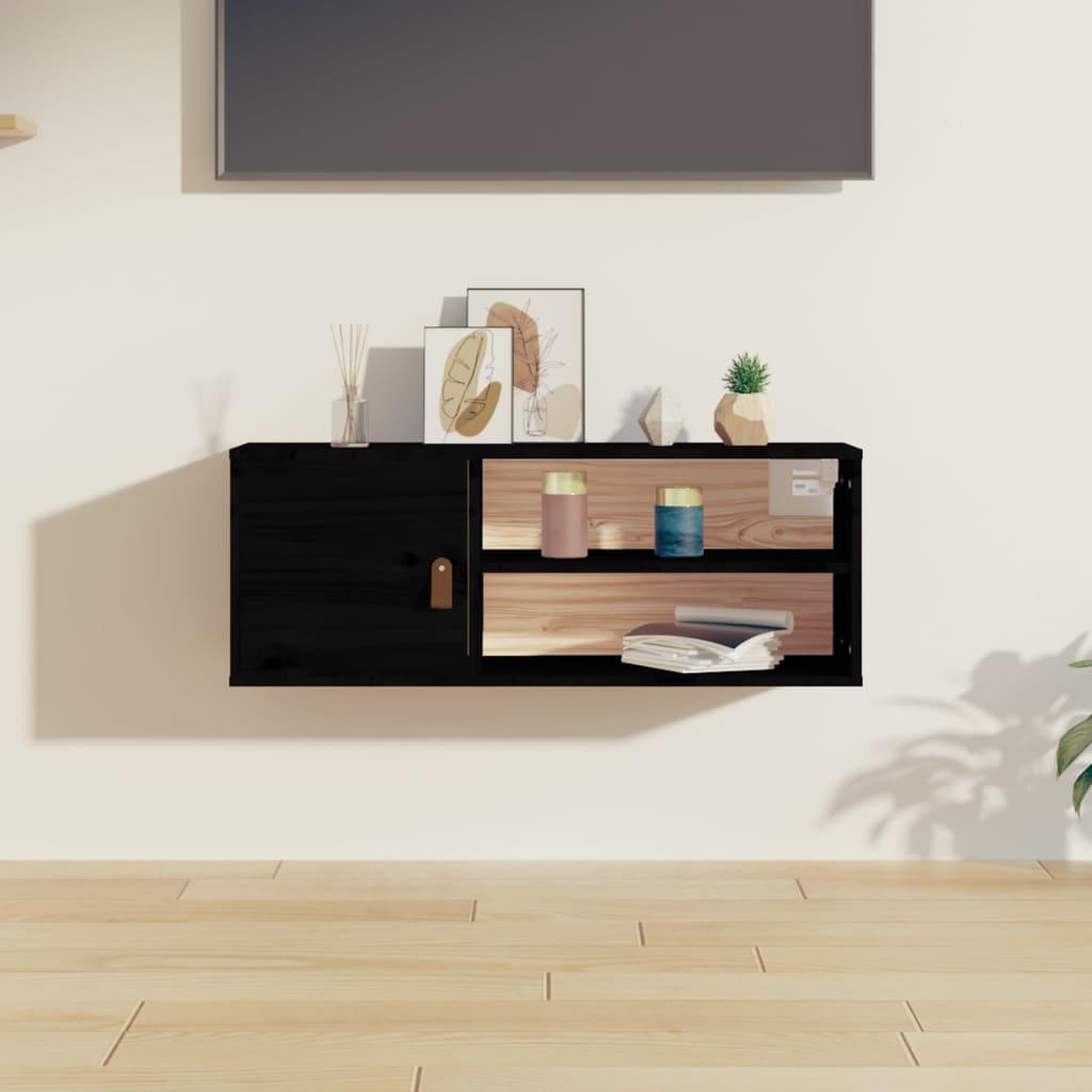 Voir la diapositive 1 : VIDAXL Armoire murale Noir 80x30x30 cm Bois de pin massif