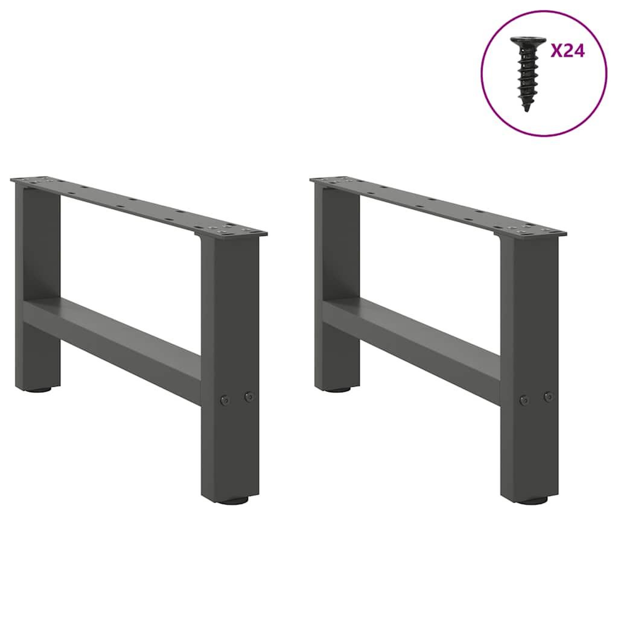 Voir la diapositive 4 : VIDAXL Pieds de table basse anthracite 2 pcs 60x(30-31) cm acier