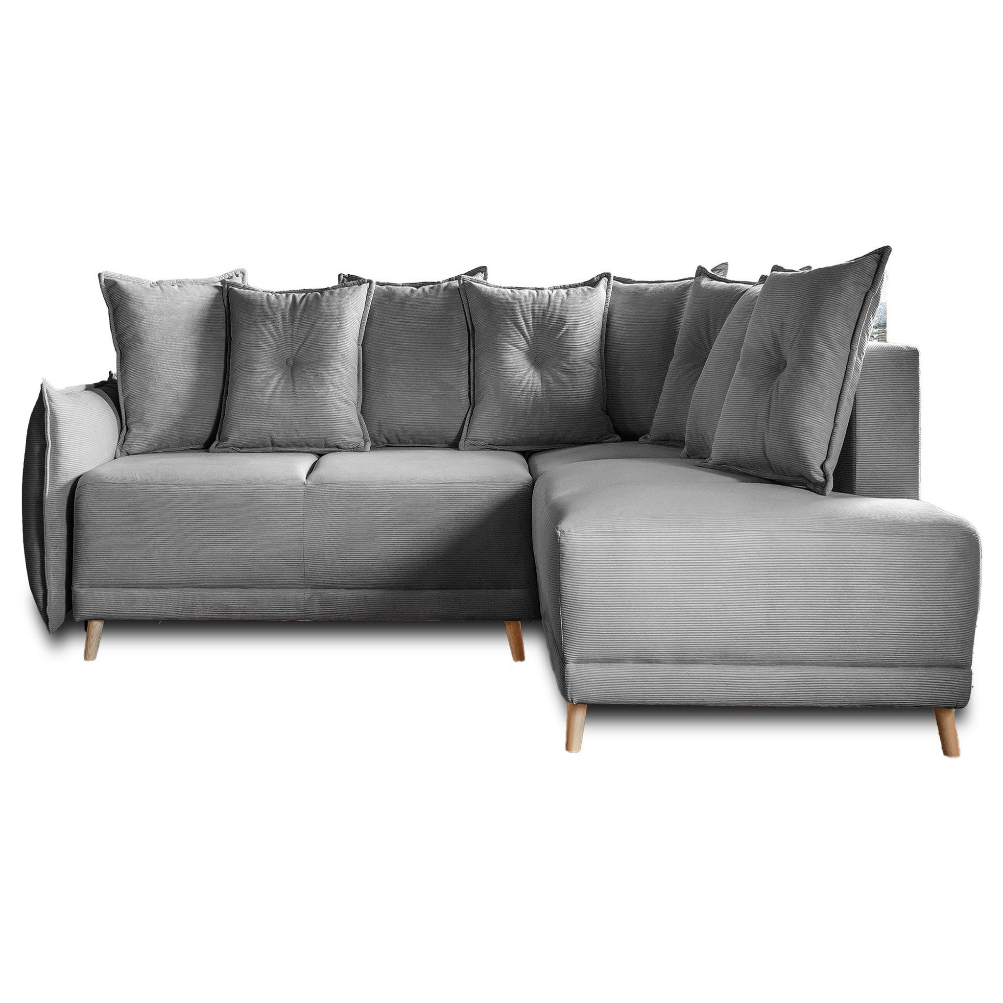 Voir la diapositive 1 : BEST MOBILIER Lena - canapé d'angle droit 5 places - convertible avec coffre - en velours côtelé