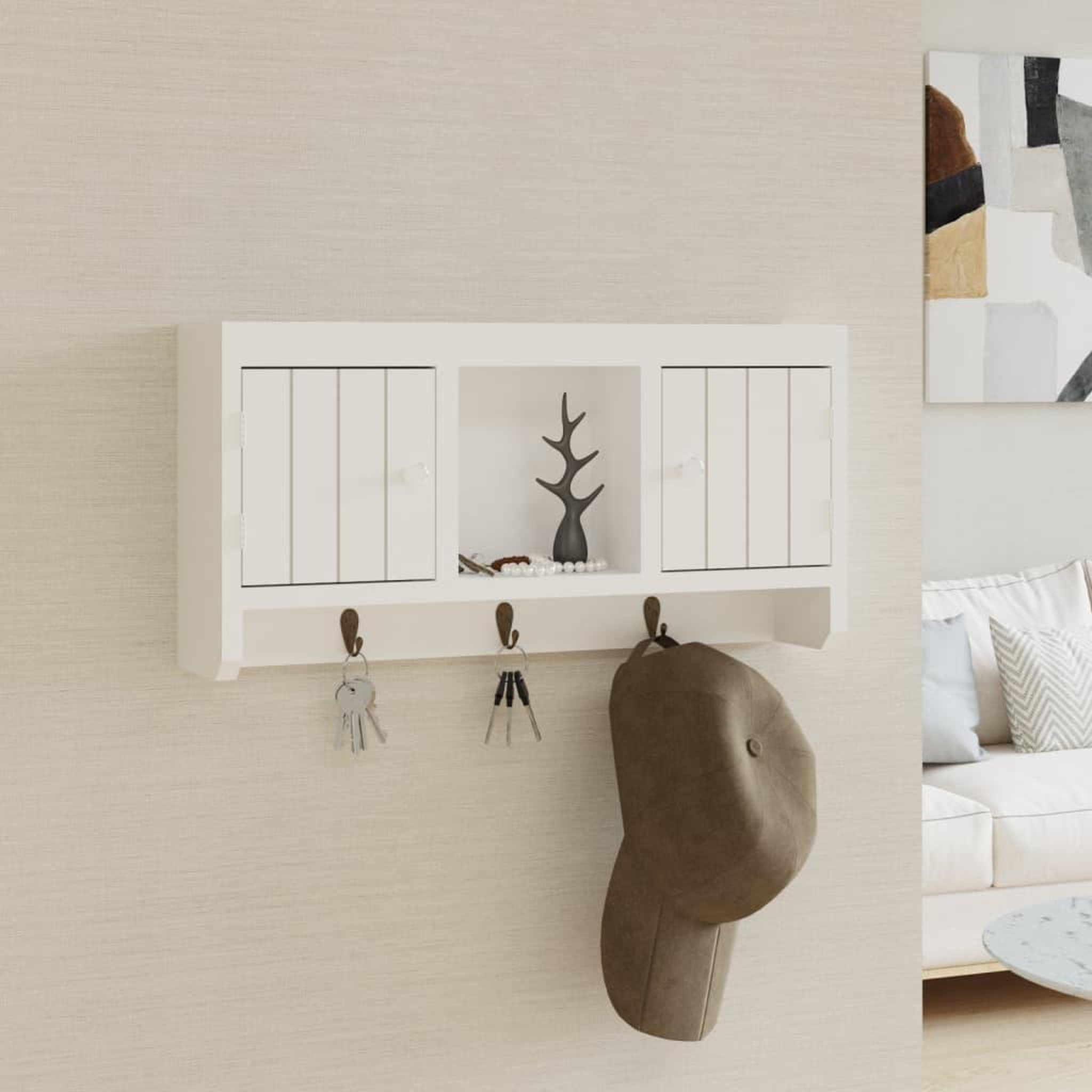 Voir la diapositive 1 : VIDAXL Armoire a cles Blanc 40x8,5x20 cm Bois d'ingenierie et acier