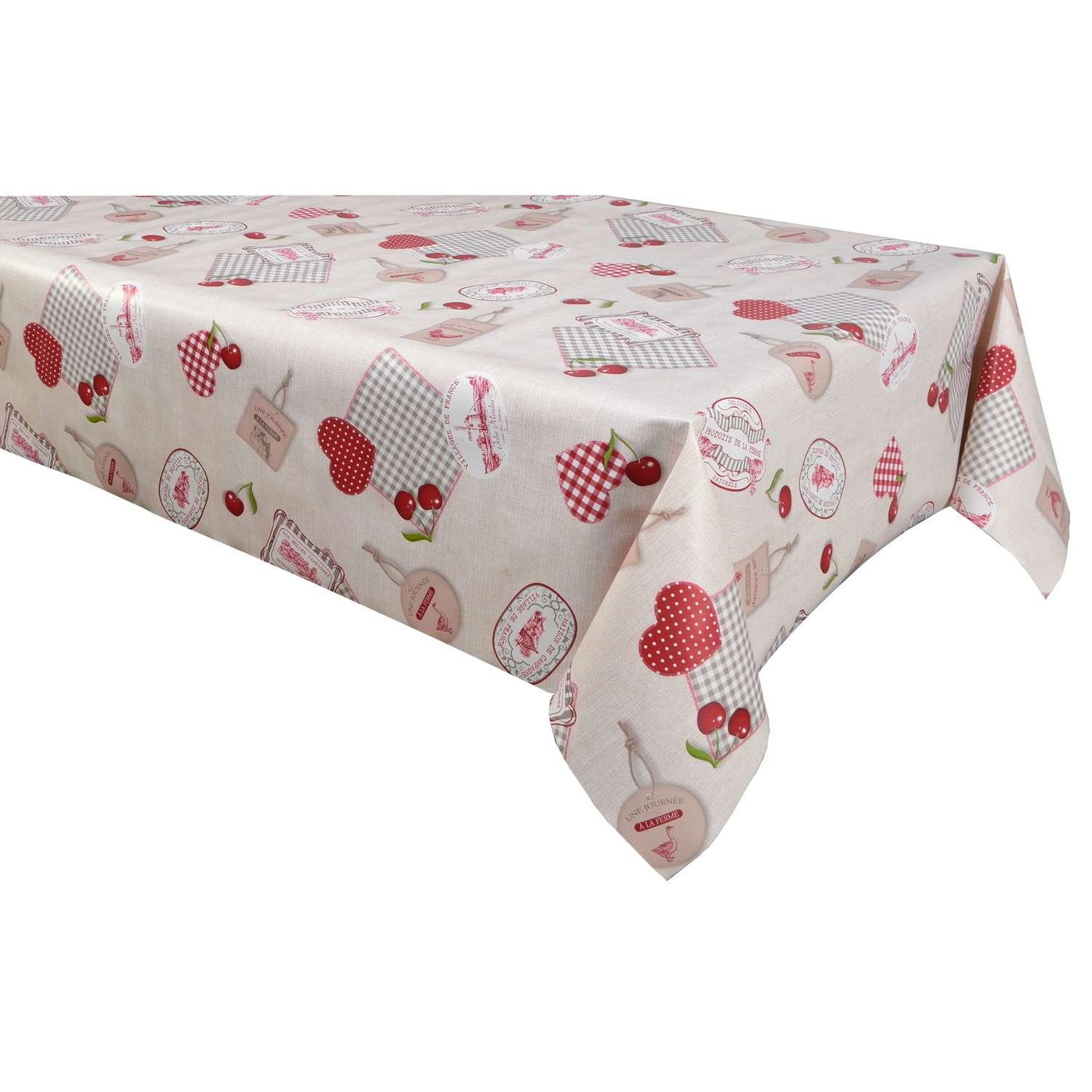HABITABLE Nappe en toile cirée rectangulaire Campagne - 140 x 200 cm - Beige