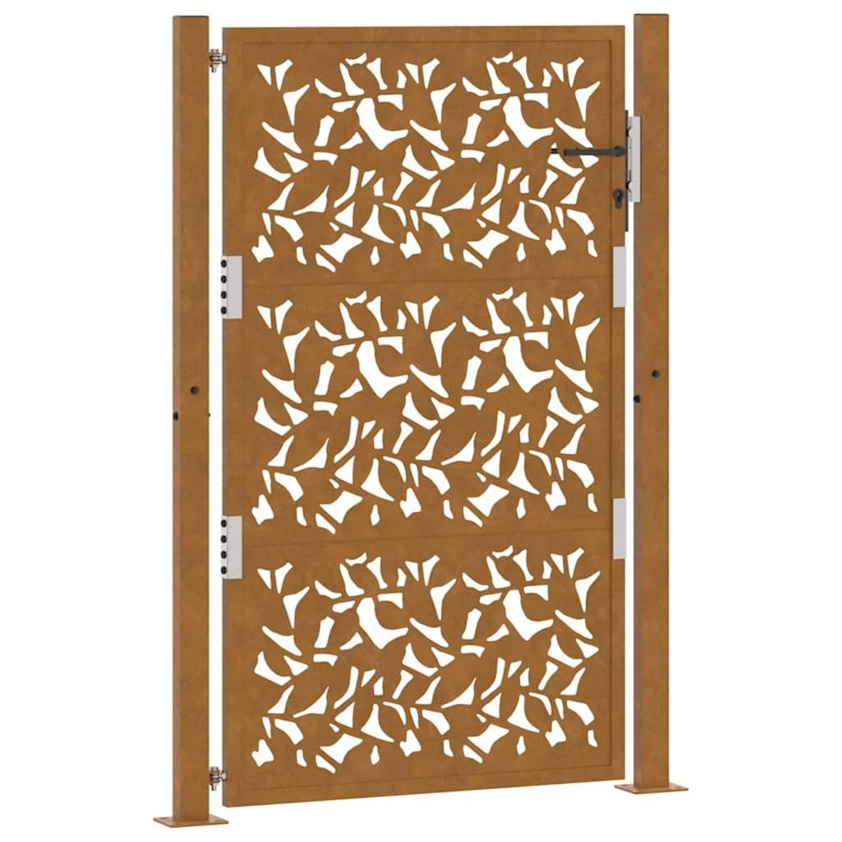 VIDAXL Porte de jardin acier resistant aux intemperies design feuilles