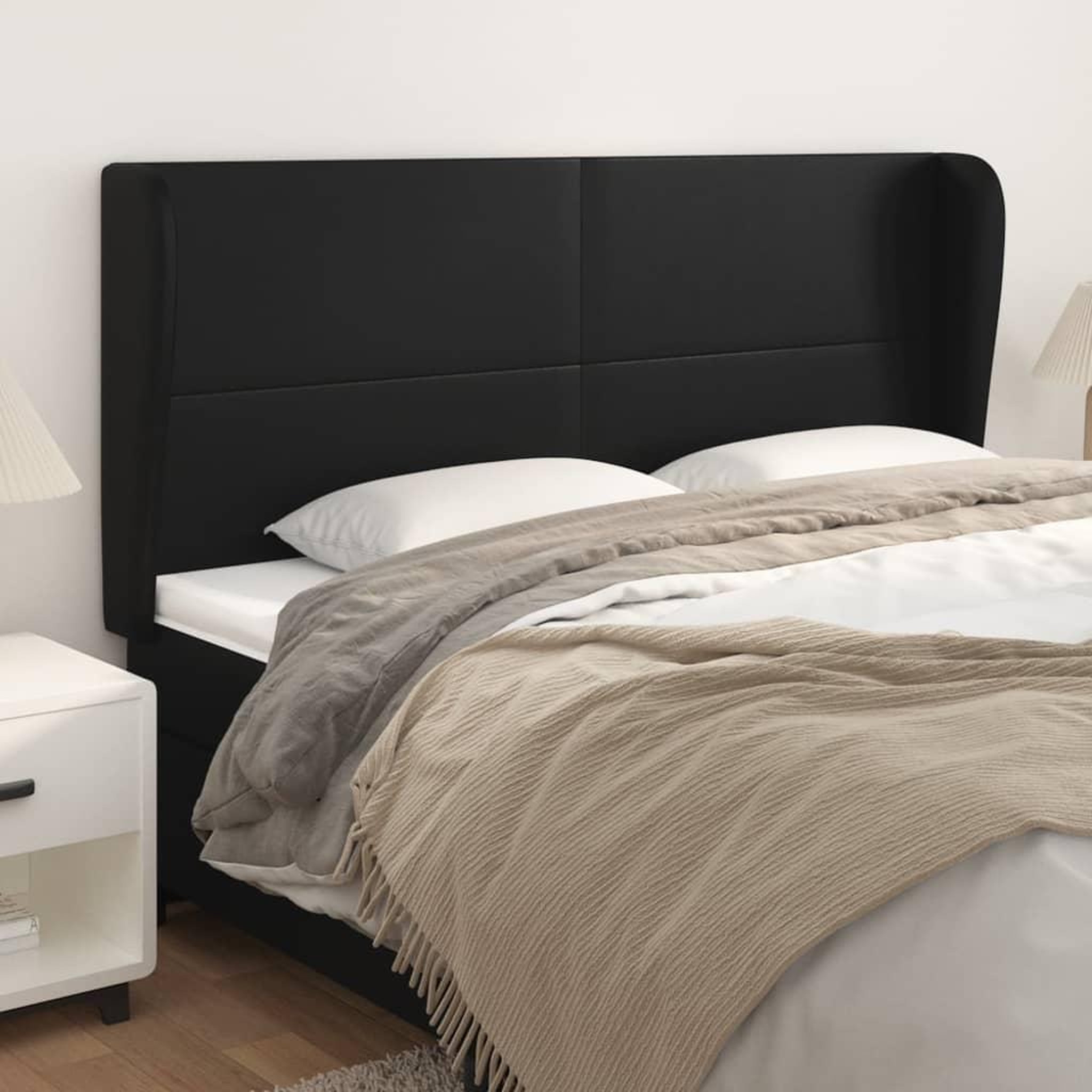Voir la diapositive 1 : VIDAXL Tete de lit avec oreilles Noir 203x23x118/128 cm Similicuir