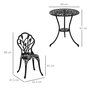 Voir la diapositive 3 : OUTSUNNY Ensemble salon de jardin 2 places 2 chaises + table ronde fonte d'aluminium imitation fer forgé noir