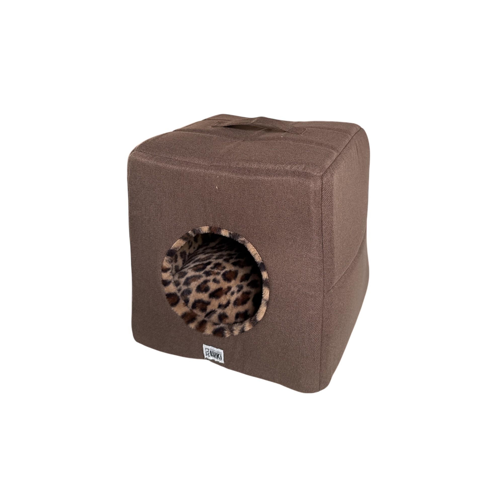 MON AMI LUKI Refuge LÉOPARD niche cube zippée - chat et petit chien - LEOPARD-MARRON - 40X40X40CM
