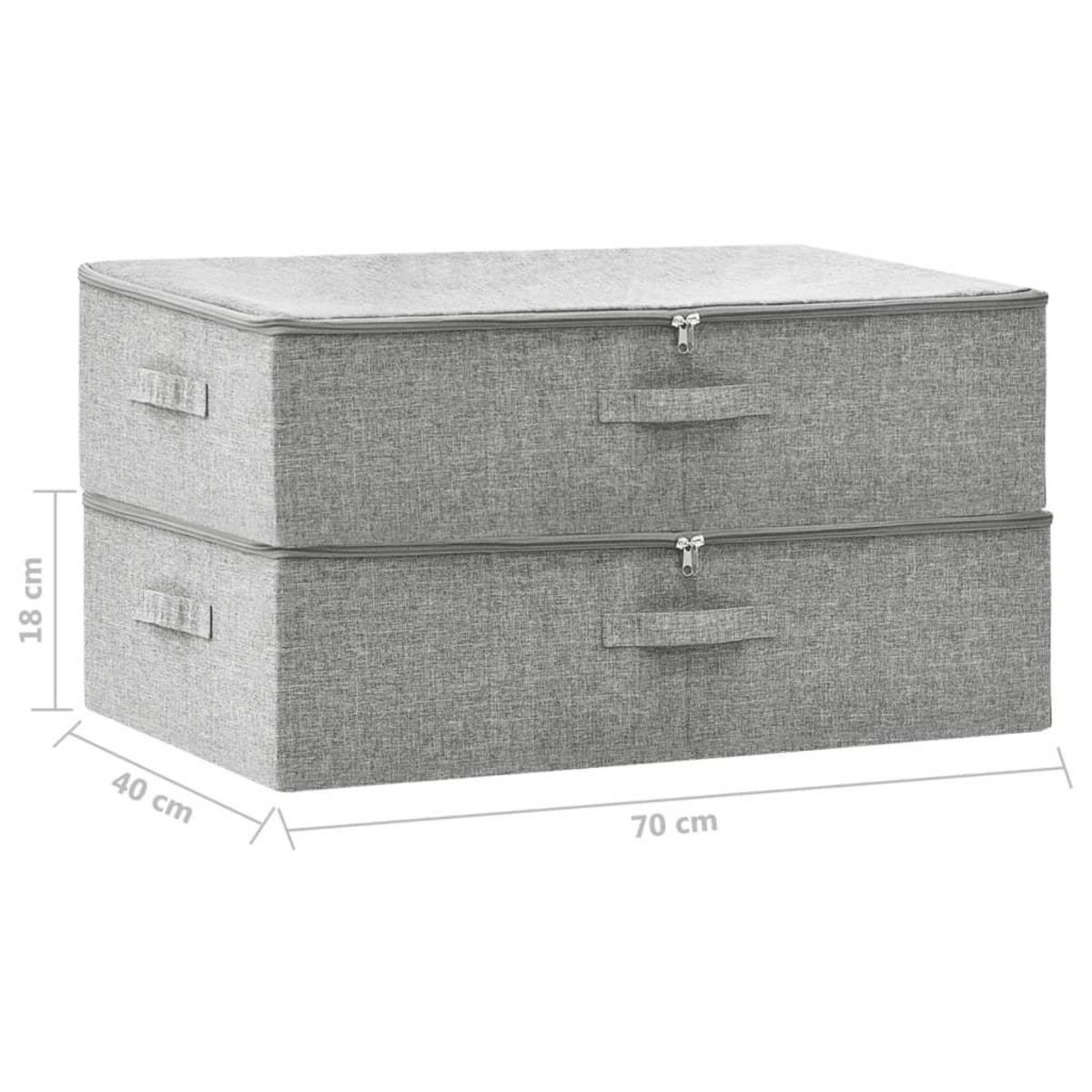 VIDAXL Boîtes de rangement 2 pcs Tissu 70x40x18 cm Gris