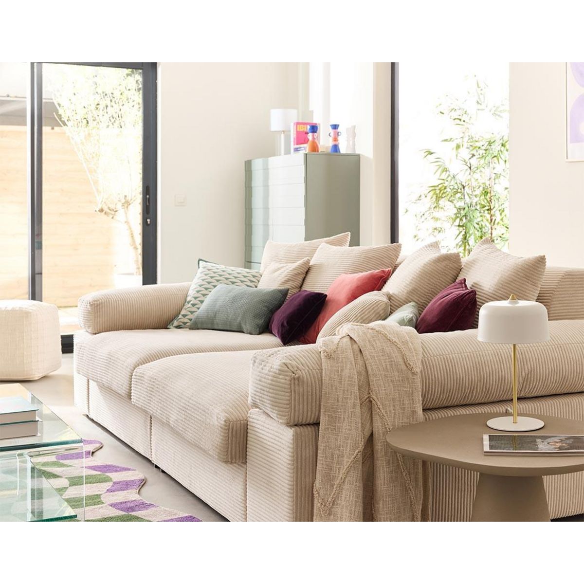 LISA DESIGN Aspen - canapé 4 places - assise profonde - velours côtelé