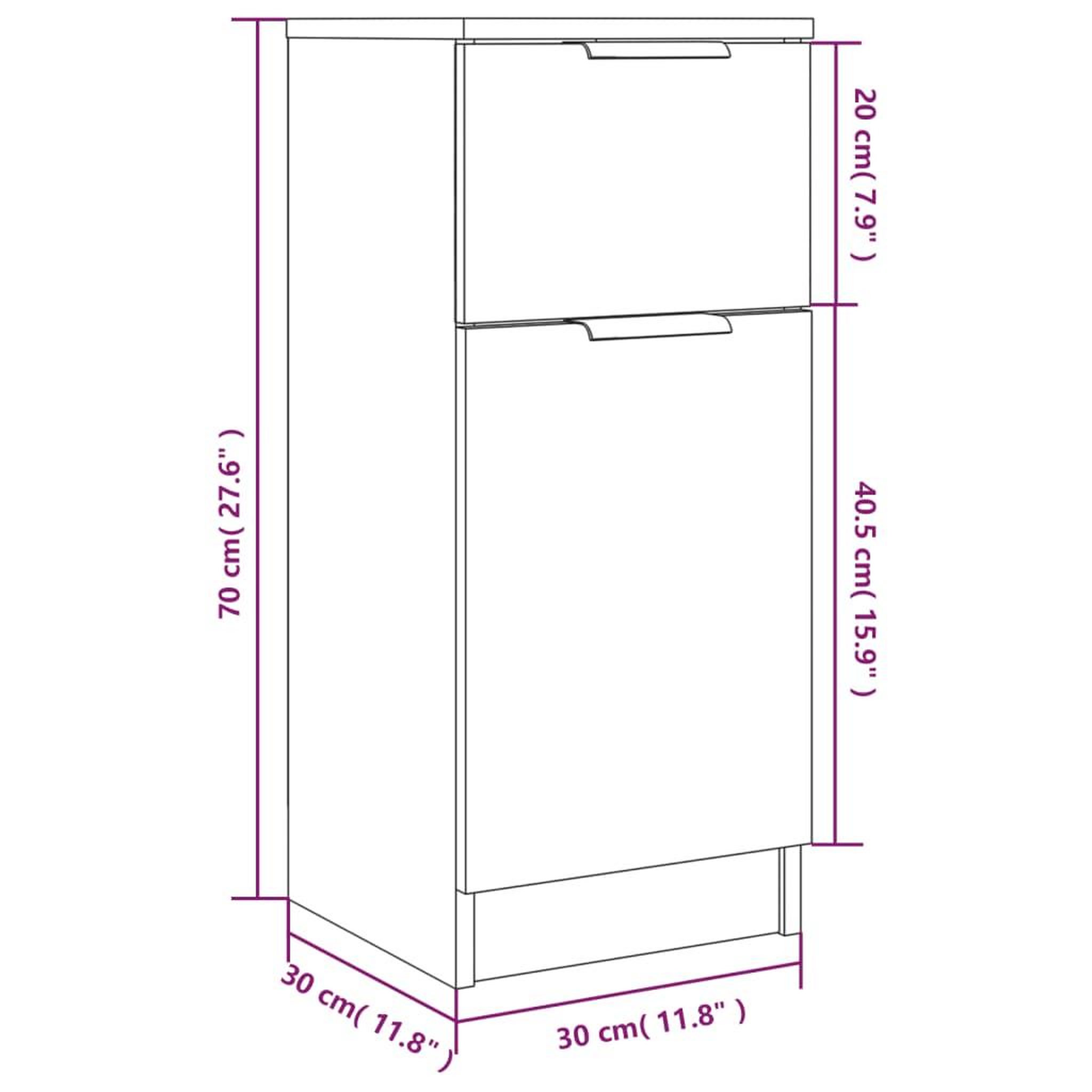 Voir la diapositive 6 : VIDAXL Buffet Gris beton 30x30x70 cm Bois d'ingenierie