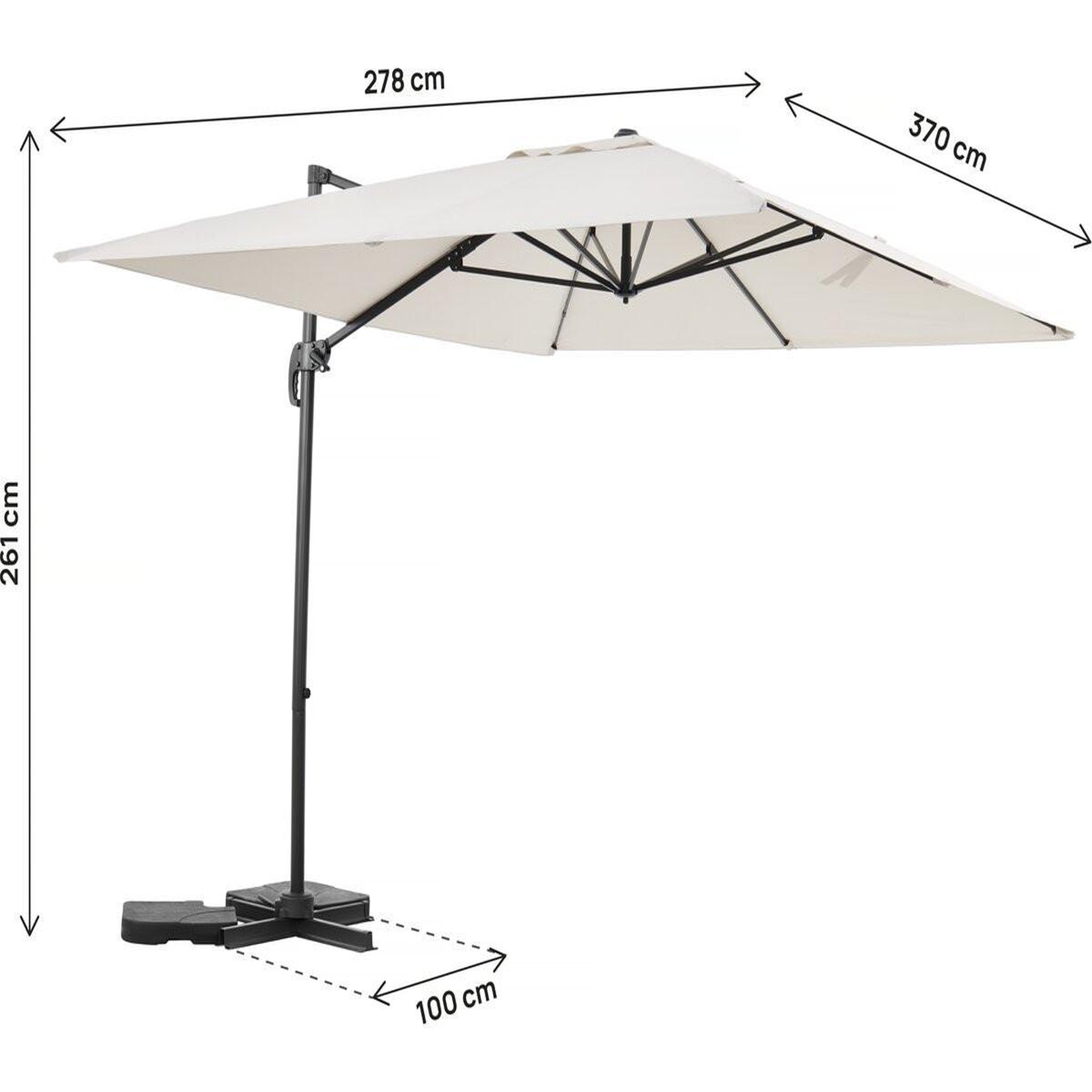 Voir la diapositive 3 : Habitat et Jardin Parasol jardin déporté en aluminium  sky 4  - 3 x 4 m - ecru