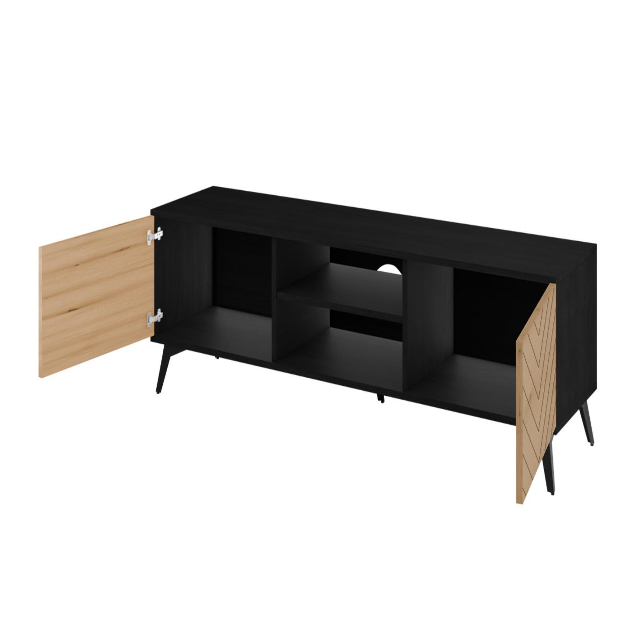 Voir la diapositive 3 : BEST MOBILIER Peter - meuble tv - effet bois et noir - 154 cm - style industriel