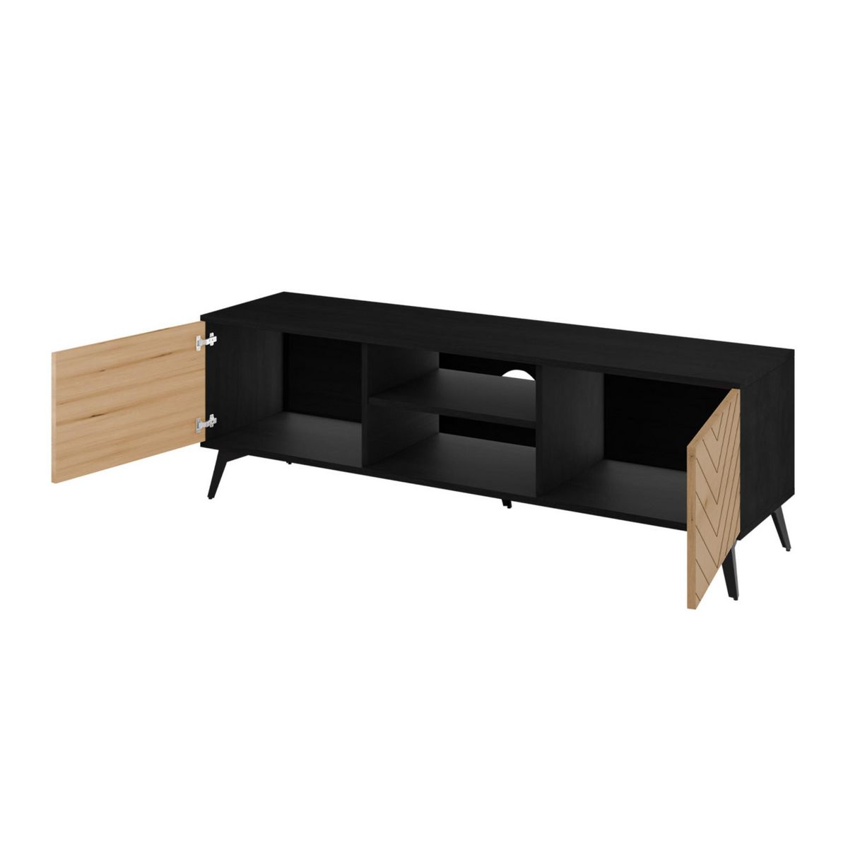 BEST MOBILIER Peter - meuble tv - effet bois et noir - 154 cm - style industriel