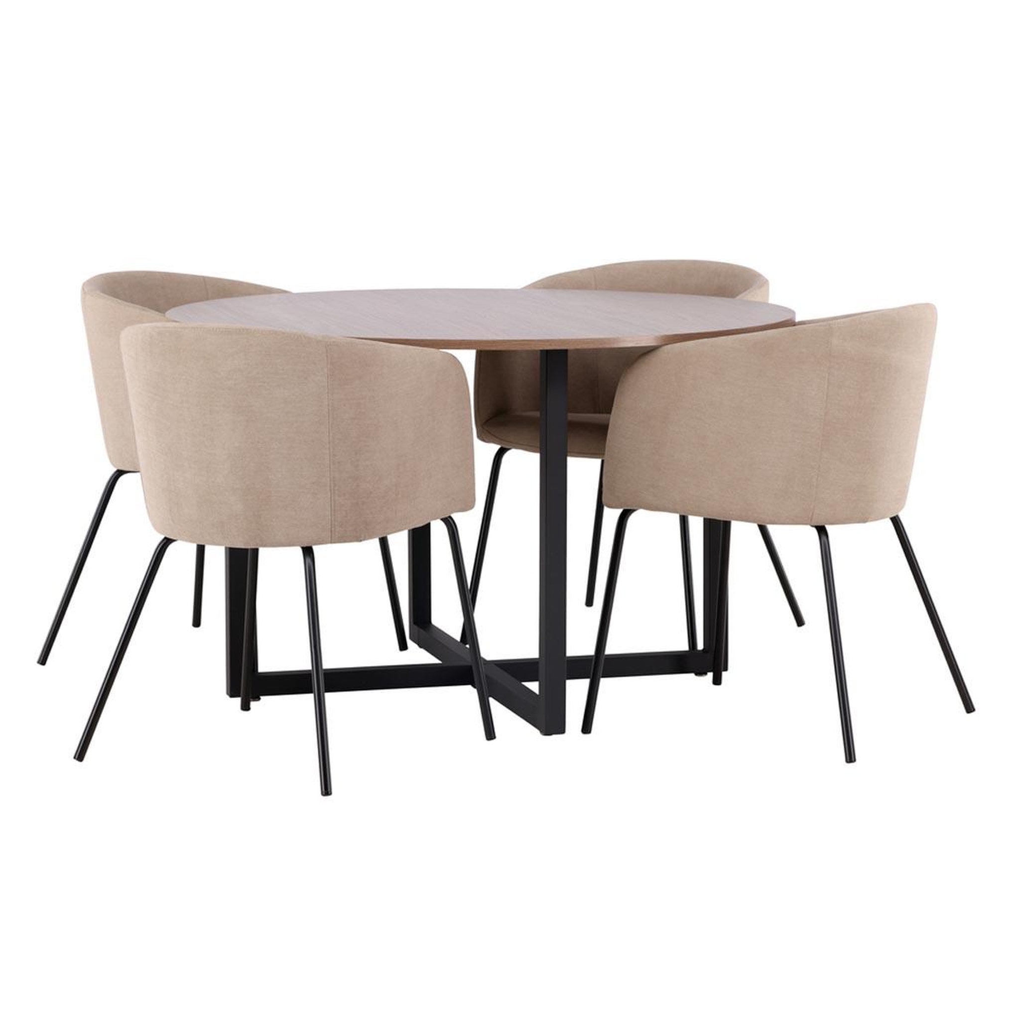 Paris Prix Ensemble table à manger & 4 chaises  durango & berit  120cm noyer & beige