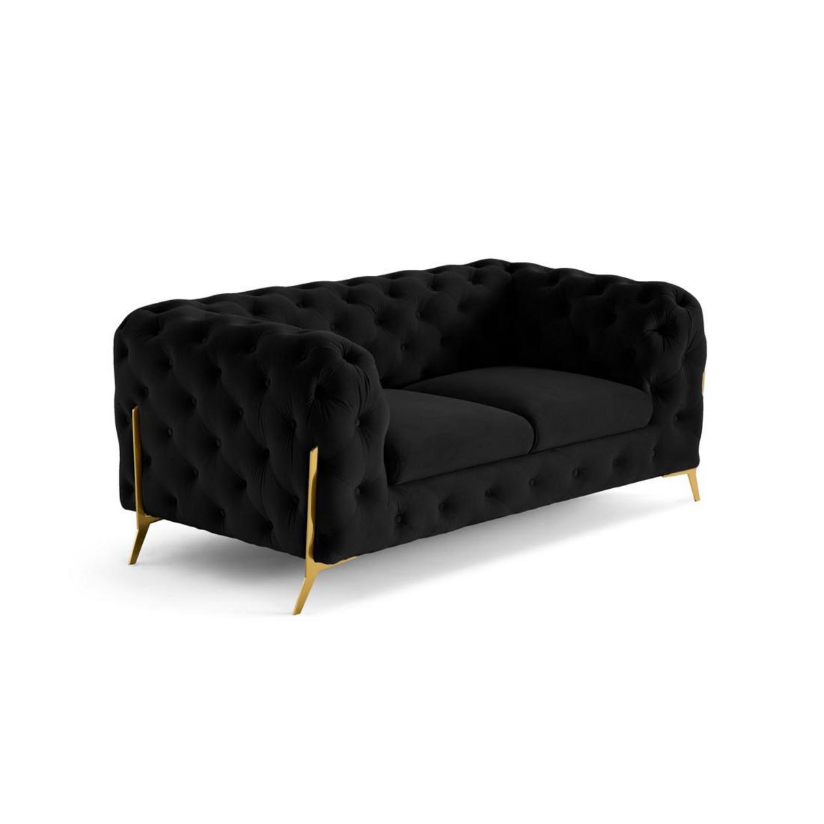 LISA DESIGN Camden - canapé 2 places chesterfield en velours - pieds en métal doré