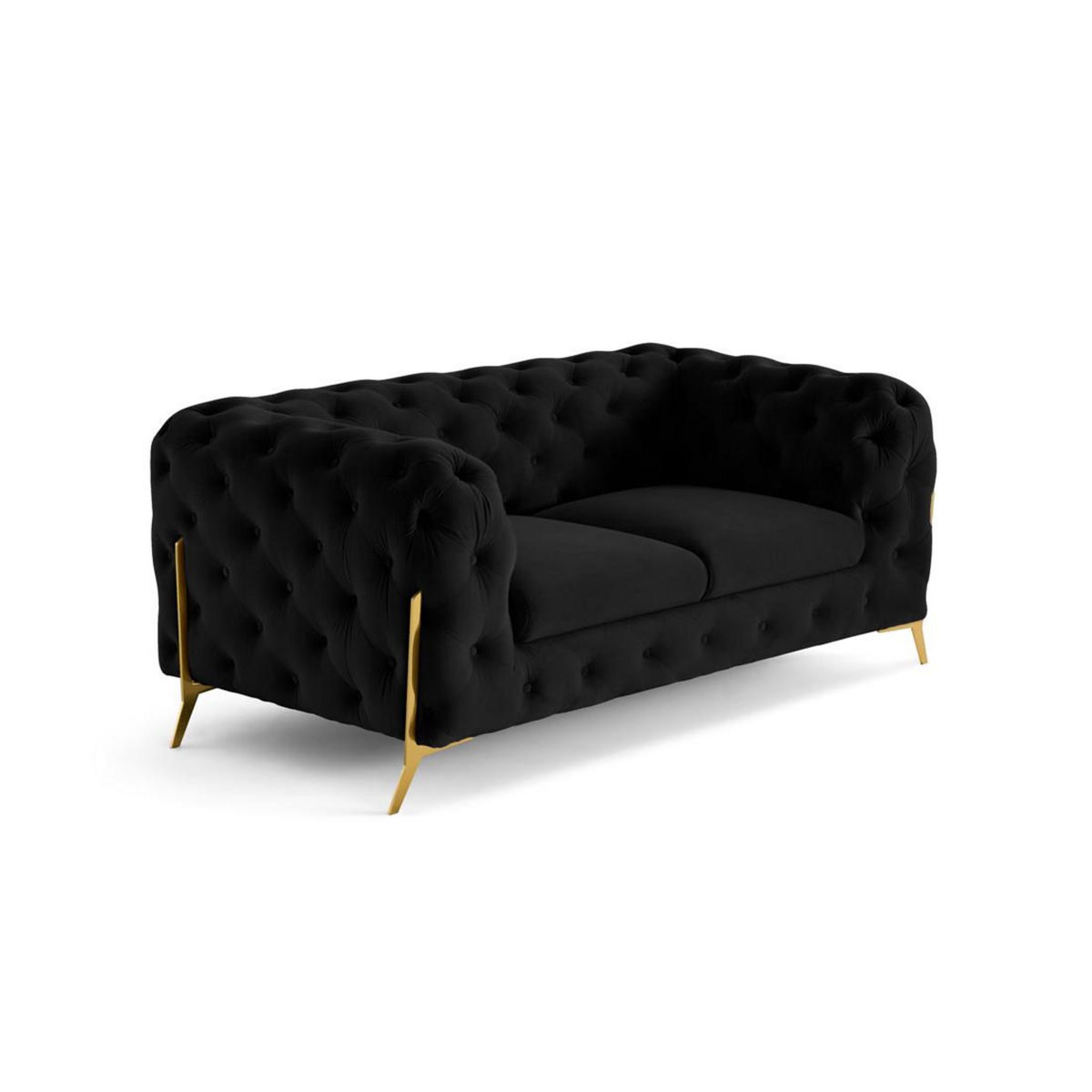 LISA DESIGN Camden - canapé 2 places chesterfield en velours - pieds en métal doré