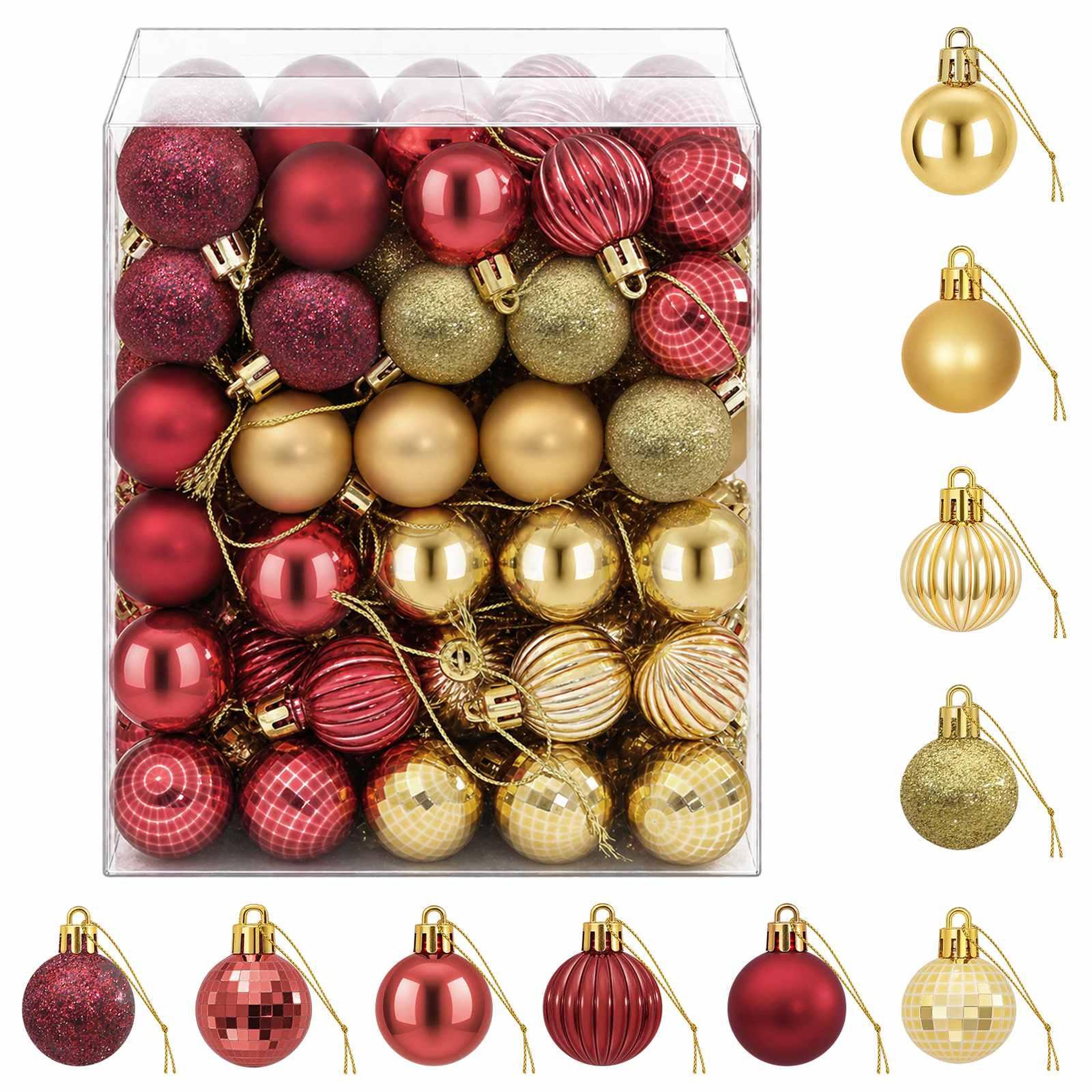VIDAXL Ensemble de boules de Noël 150 pc Or et rouge bordeaux