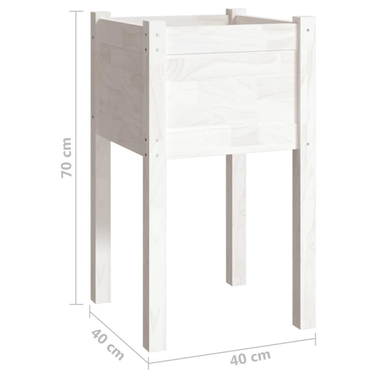 VIDAXL Jardinieres d'exterieur 2 pcs Blanc 40x40x70 cm Bois de pin