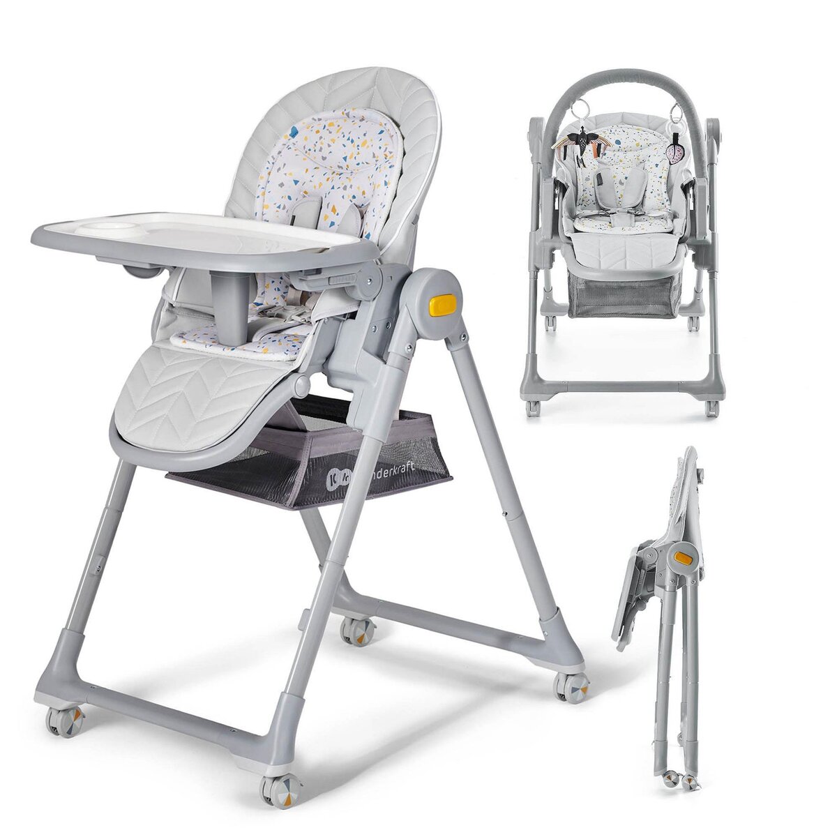 KINDERKRAFT Chaise haute 2 en 1 - transat et siège réglable