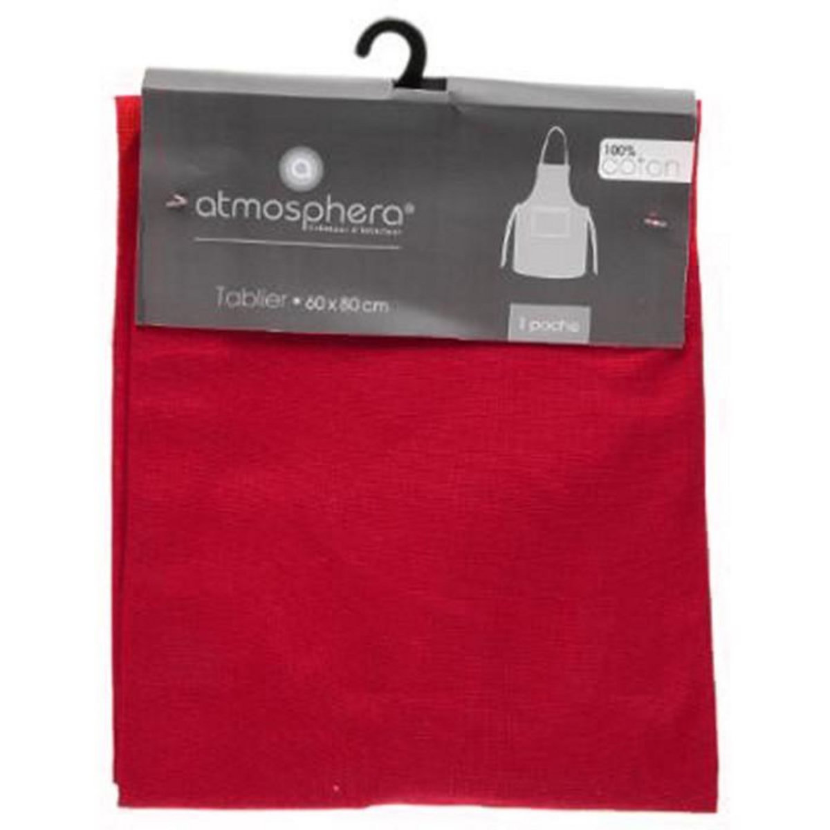 ATMOSPHERA Tablier de Cuisine  Coton  80cm Rouge