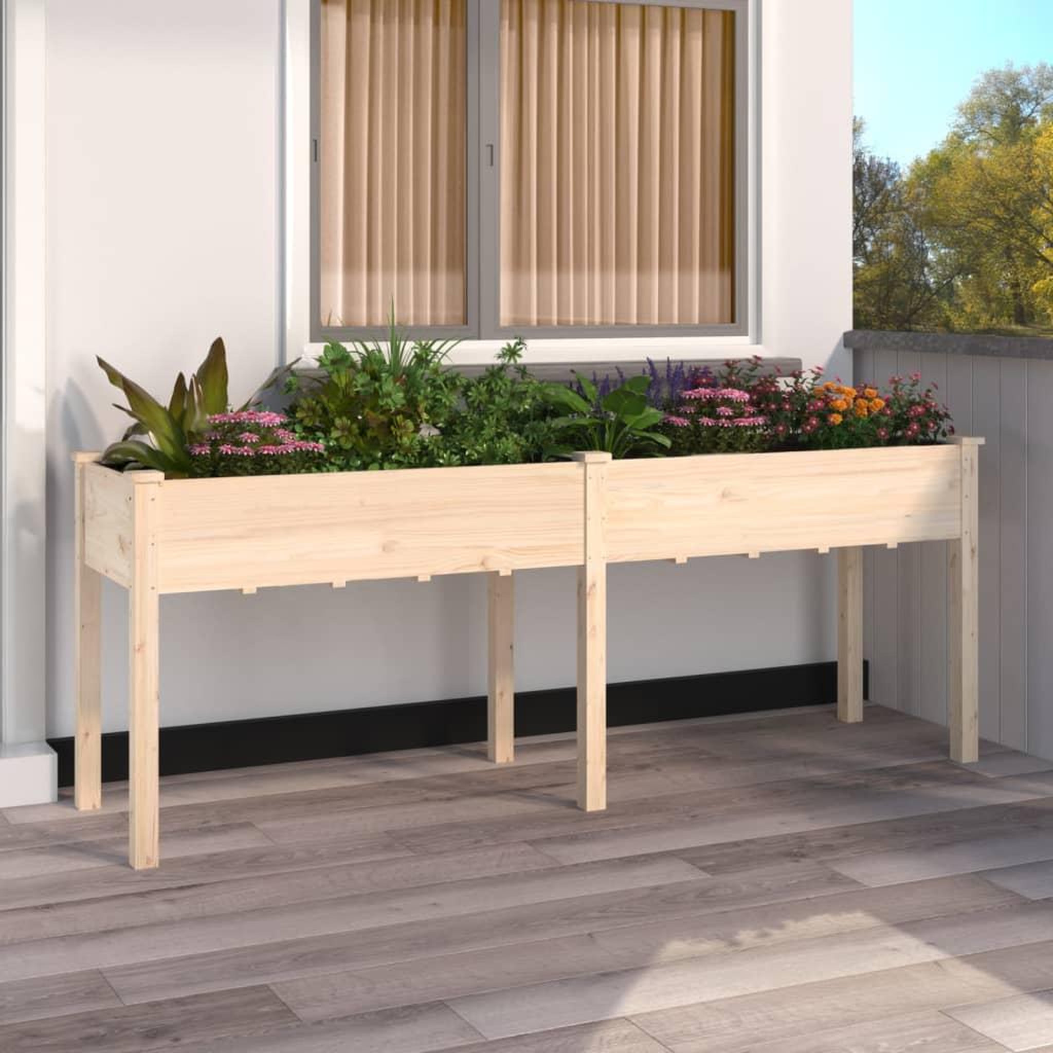 VIDAXL Jardiniere avec doublure 203x53x76 cm bois massif de sapin