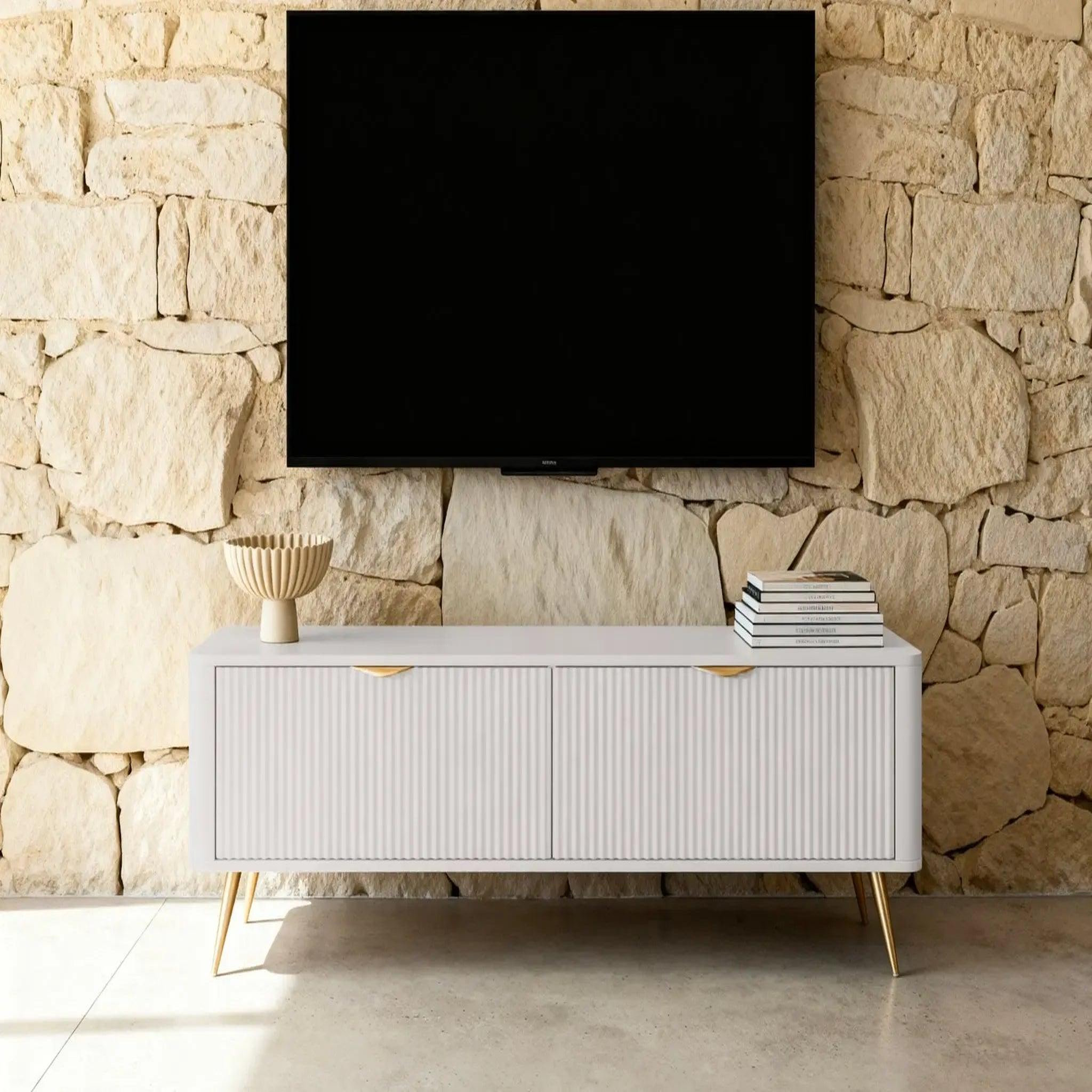 Voir la diapositive 6 : CASANOVA PARIS Joudy mini - mini meuble tv 163cmeffet rainuré