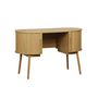 Voir la diapositive 1 : SWEEEK Bureau ovale effet bois rainuré avec deux espaces de rangement. L 120 x P 55 x H 77 cm