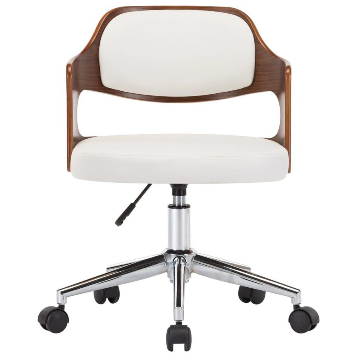 VIDAXL Chaise pivotante de bureau Blanc Bois courbe et similicuir