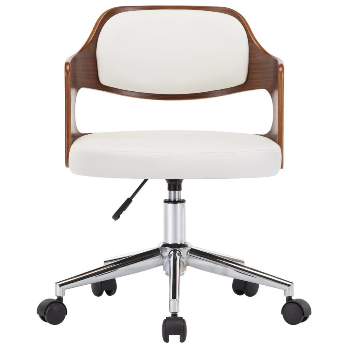 VIDAXL Chaise pivotante de bureau Blanc Bois courbe et similicuir