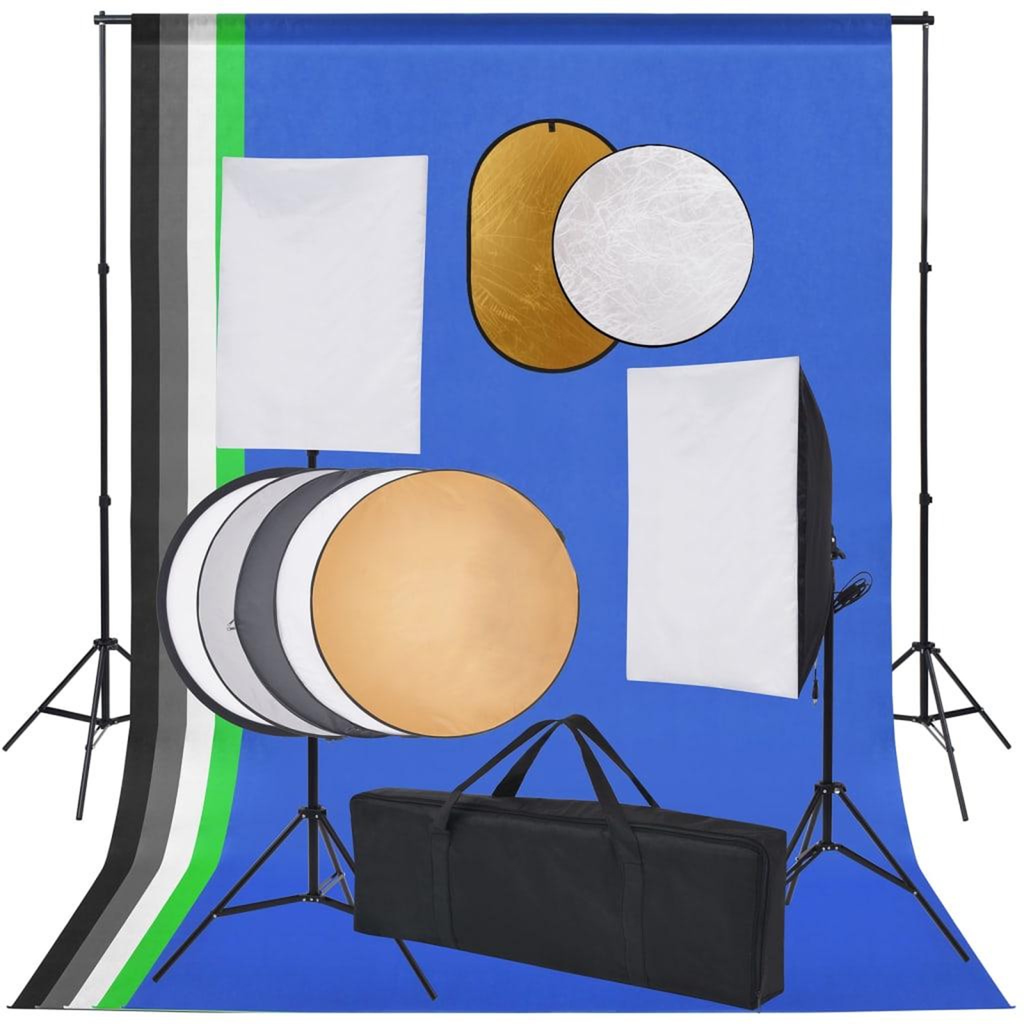 VIDAXL Kit de studio photo boîte a lumiere toile de fond et reflecteur