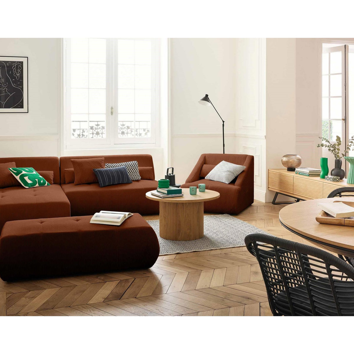 LISA DESIGN Onyx - canapé modulable d'angle gauche - 5 places - en velours côtelé