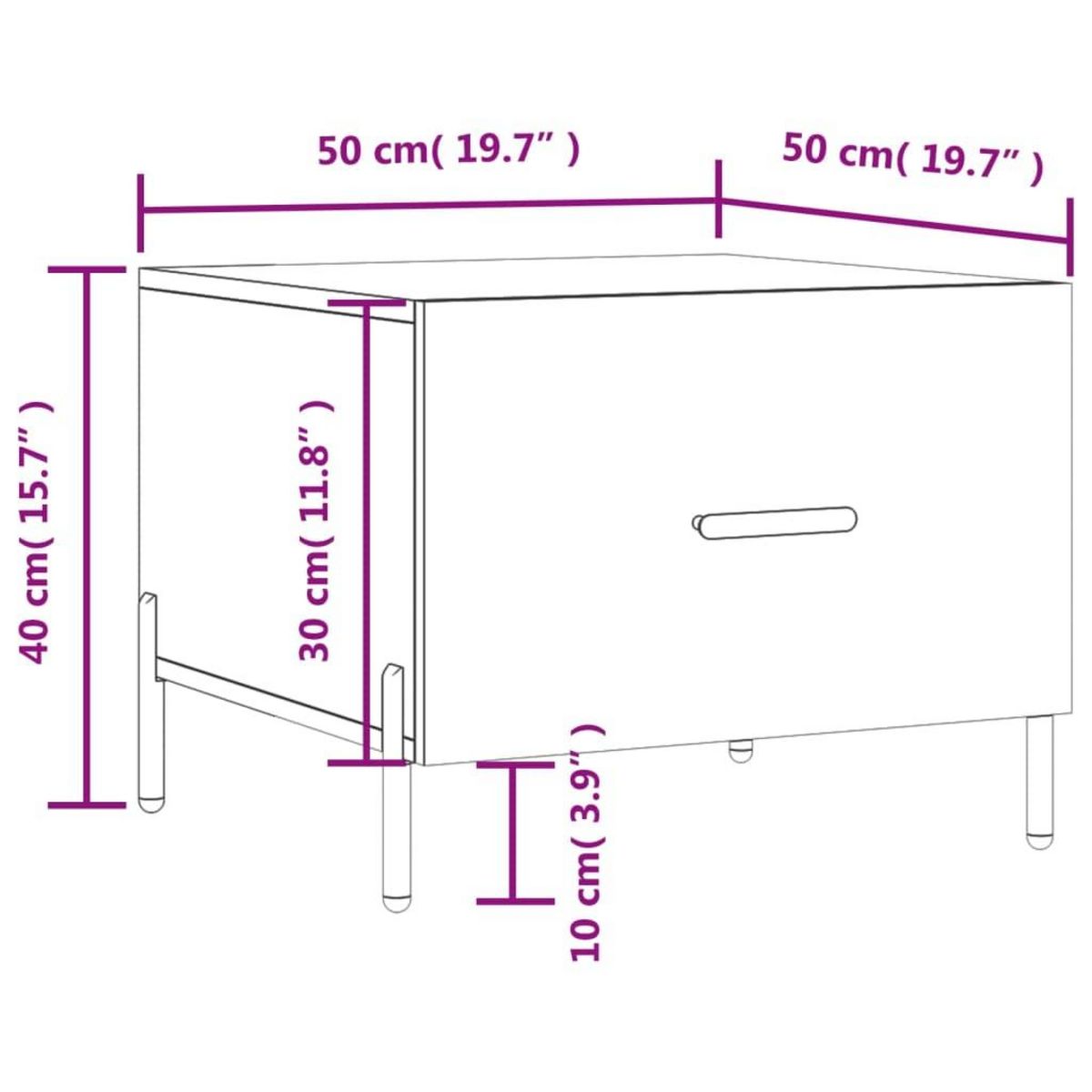 VIDAXL Table basse Chene sonoma 50x50x40 cm Bois d'ingenierie