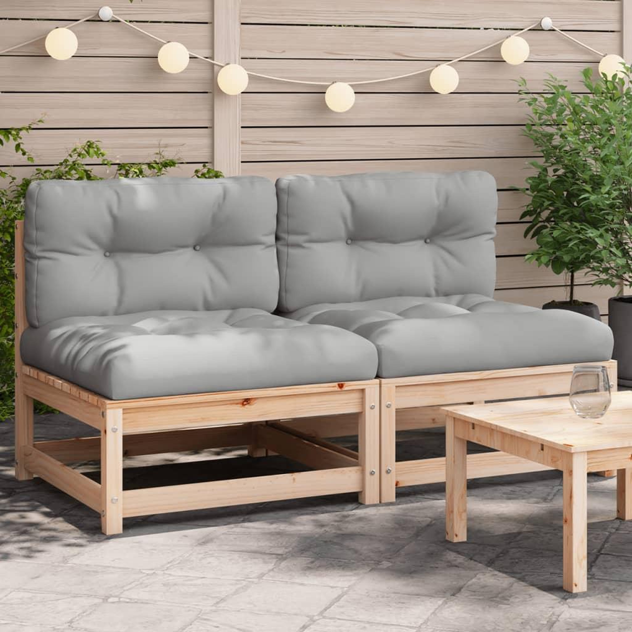 VIDAXL Canapes de jardin sans accoudoirs coussins 2pcs bois massif pin