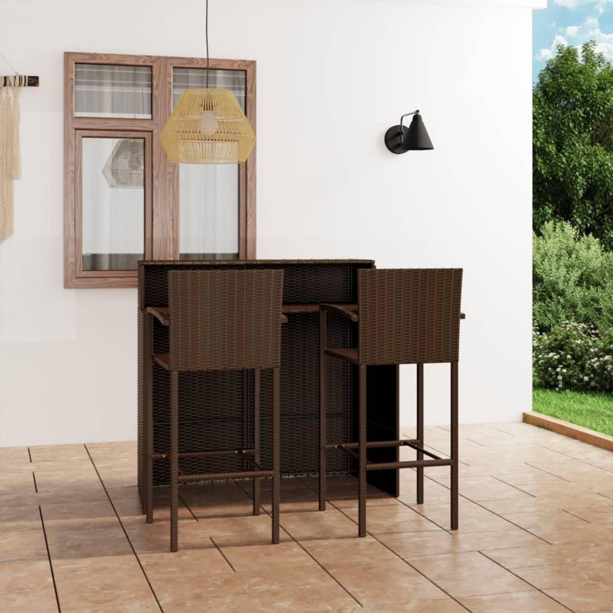 VIDAXL Ensemble de bar de jardin 3 pcs Marron