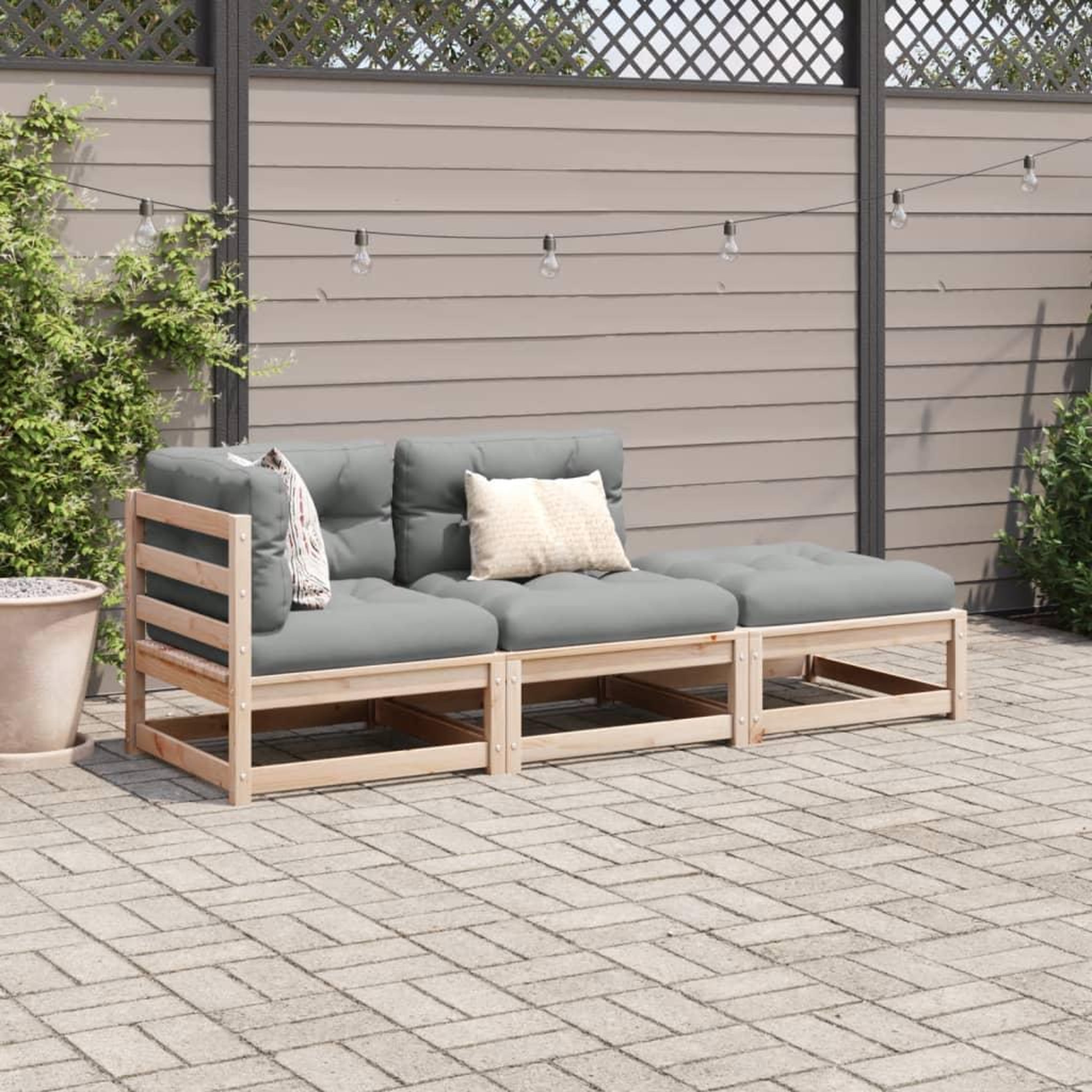 Voir la diapositive 3 : VIDAXL Salon de jardin 3 pcs avec coussins bois de pin massif