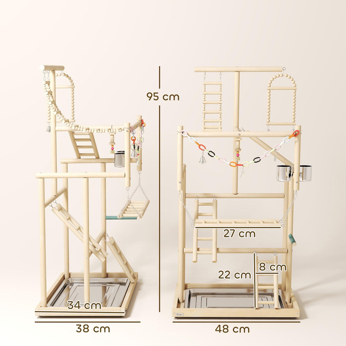 PAWHUT Aire de jeu pour oiseaux perchoirs mangeoires échelles chaîne balançoire cloches plateau