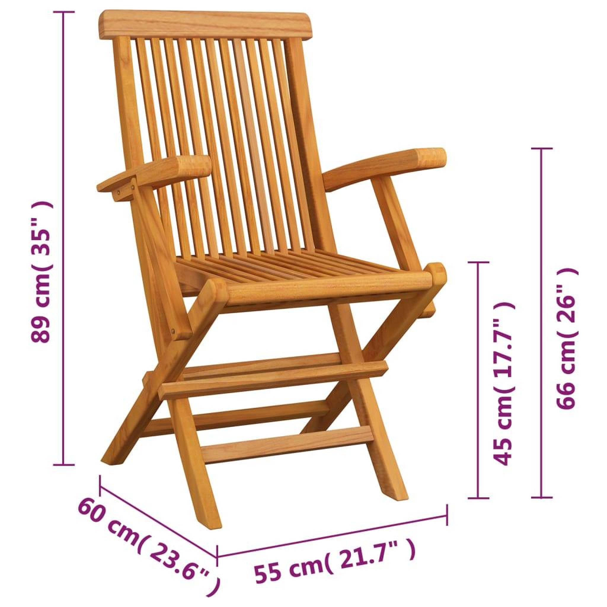 Voir la diapositive 5 : VIDAXL Chaises pliables de jardin lot de 4 Bois de teck solide