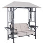 Voir la diapositive 1 : OUTSUNNY Balancelle de jardin 2 places style colonial grand confort matelas + tablettes supports métal époxy gris foncé polyester gris clair