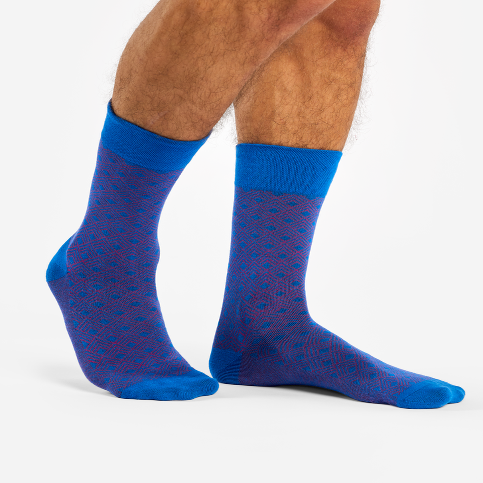 Voir la diapositive 3 : DEDOLES Chaussettes bambou jacquard bleues et magenta