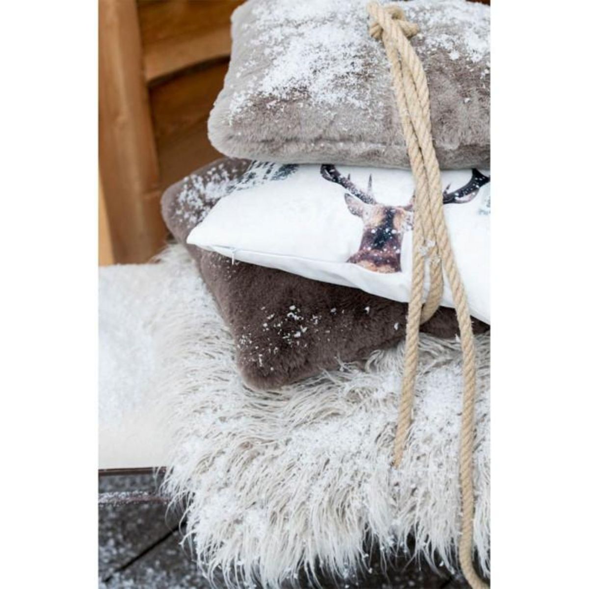 Paris Prix Coussin Imitation Fourrure  Cutie  45x45cm Gris