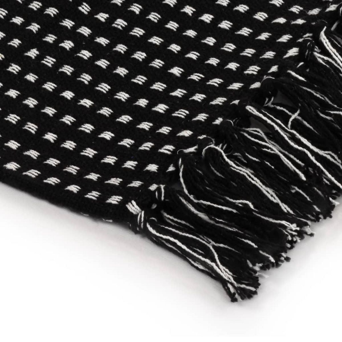 VIDAXL Couverture coton a carres 220x250 cm Noir