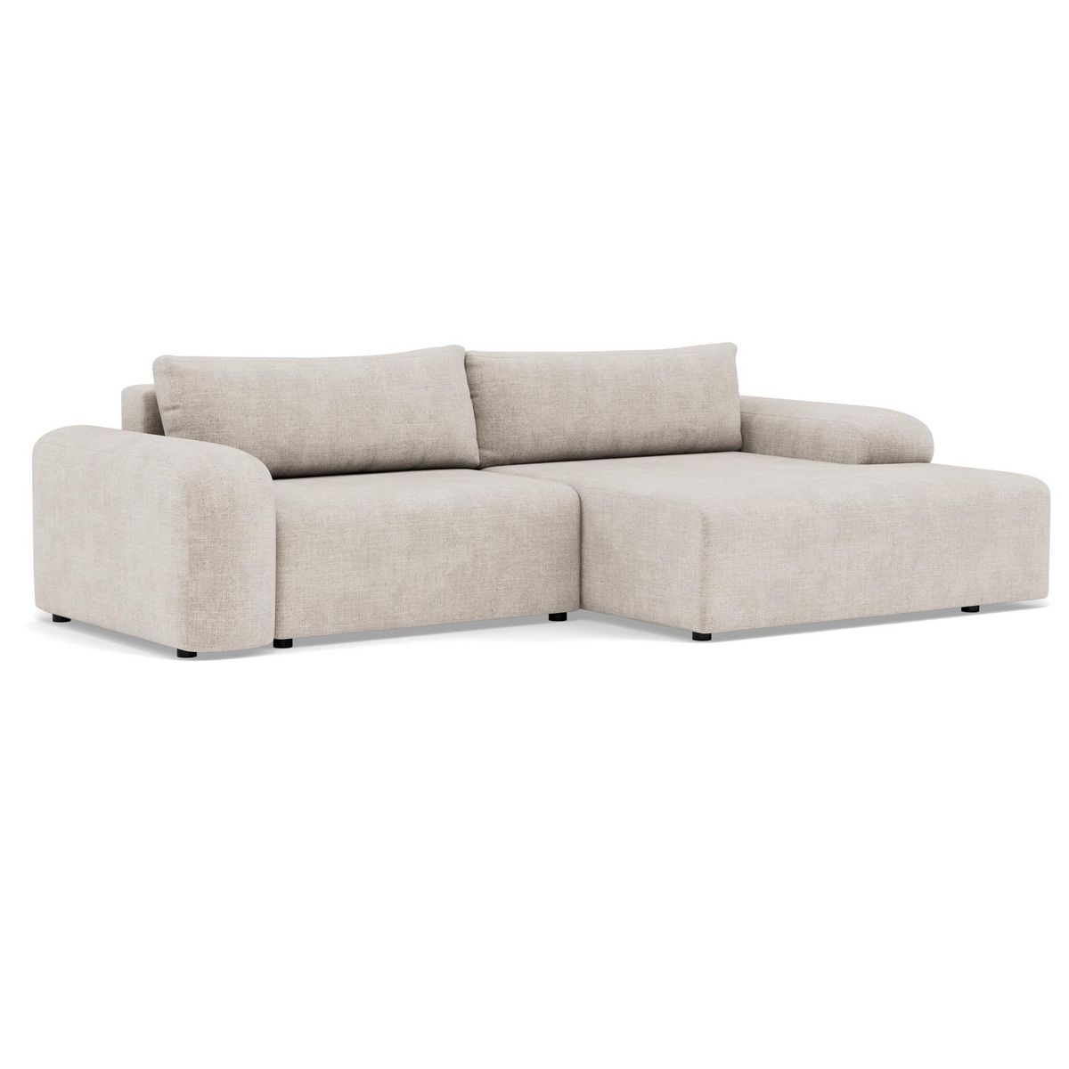 BEST MOBILIER Rebecca - canapé d'angle droit 4 places convertible avec coffre en velours texturé