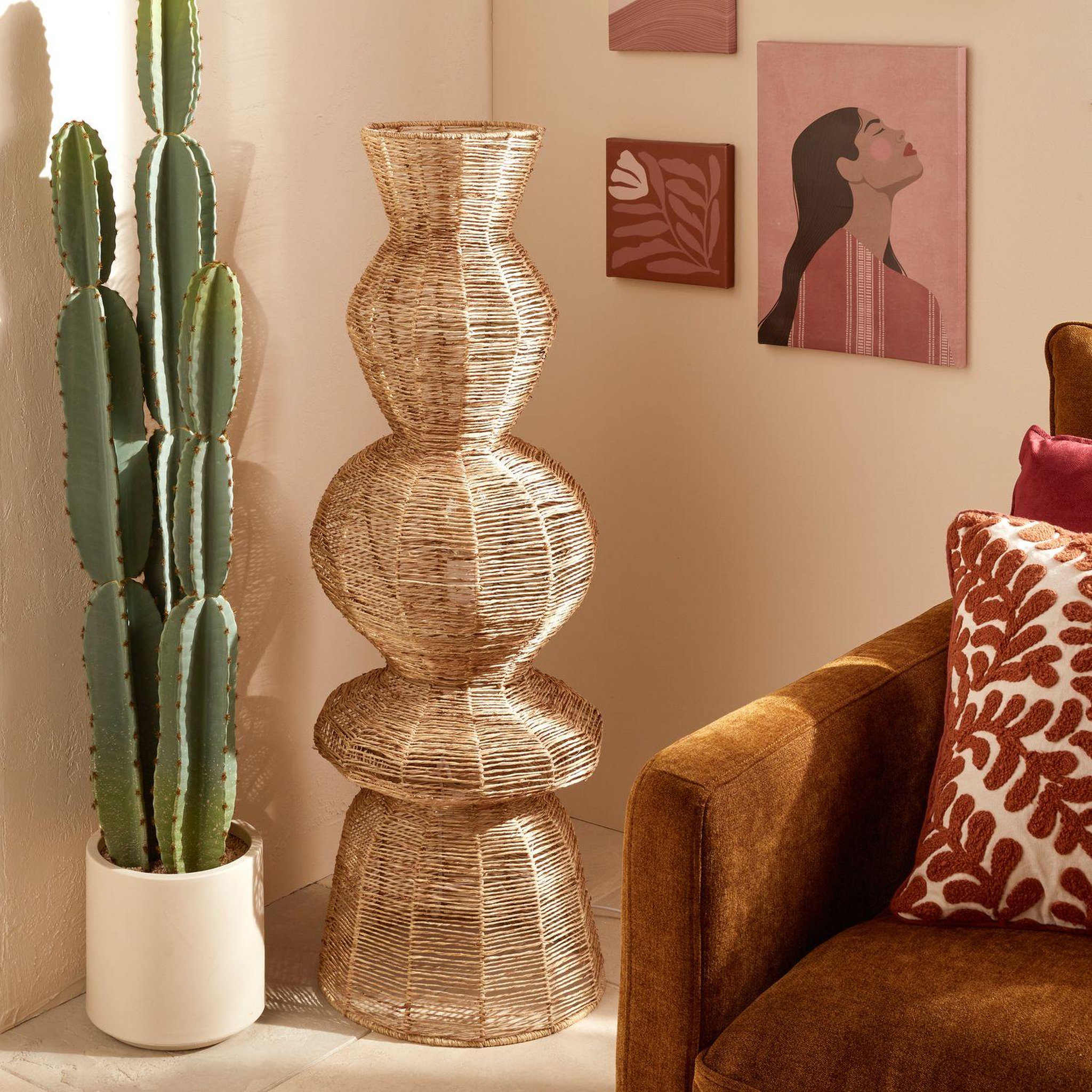 Voir la diapositive 2 : ATMOSPHERA Lampadaire en jute titus - beige