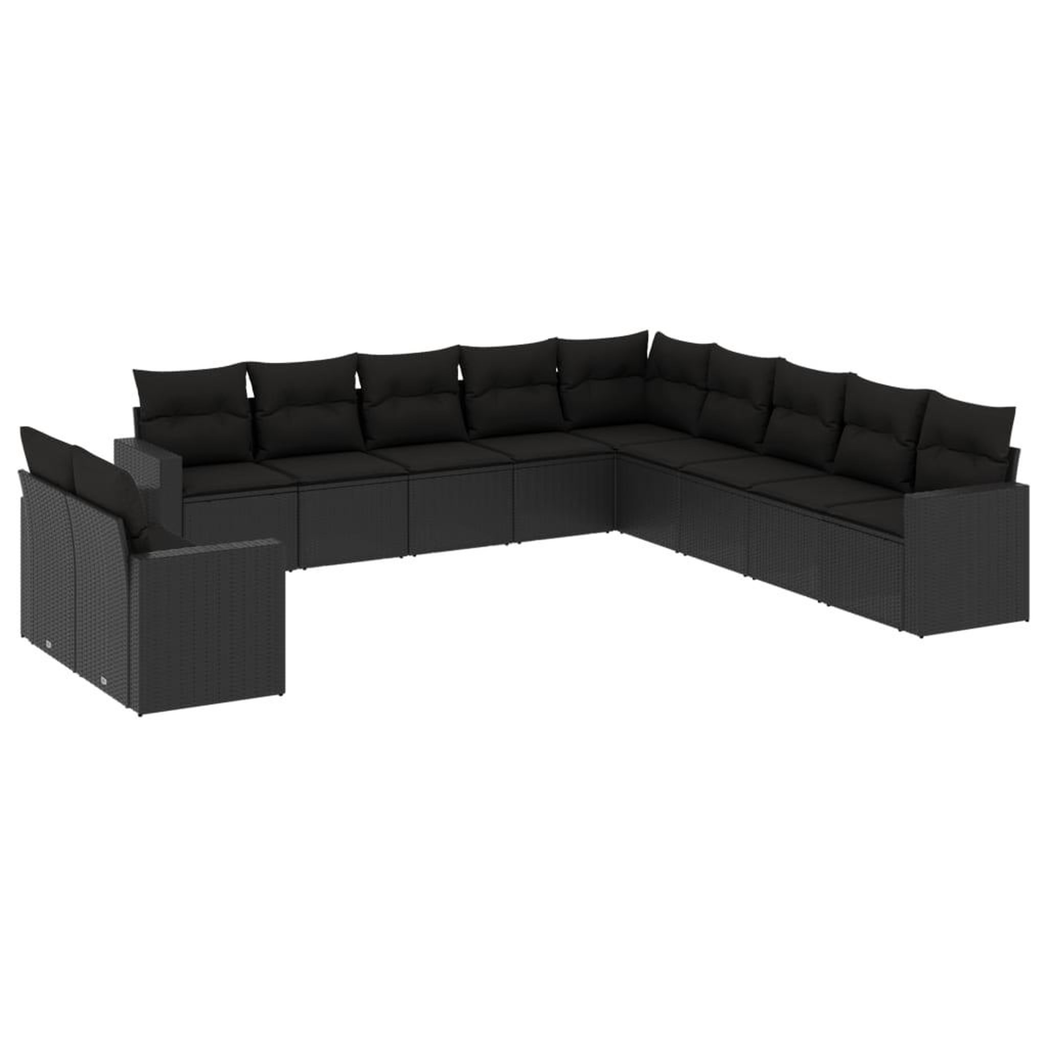Voir la diapositive 2 : VIDAXL Salon de jardin 11 pcs avec coussins noir resine tressee
