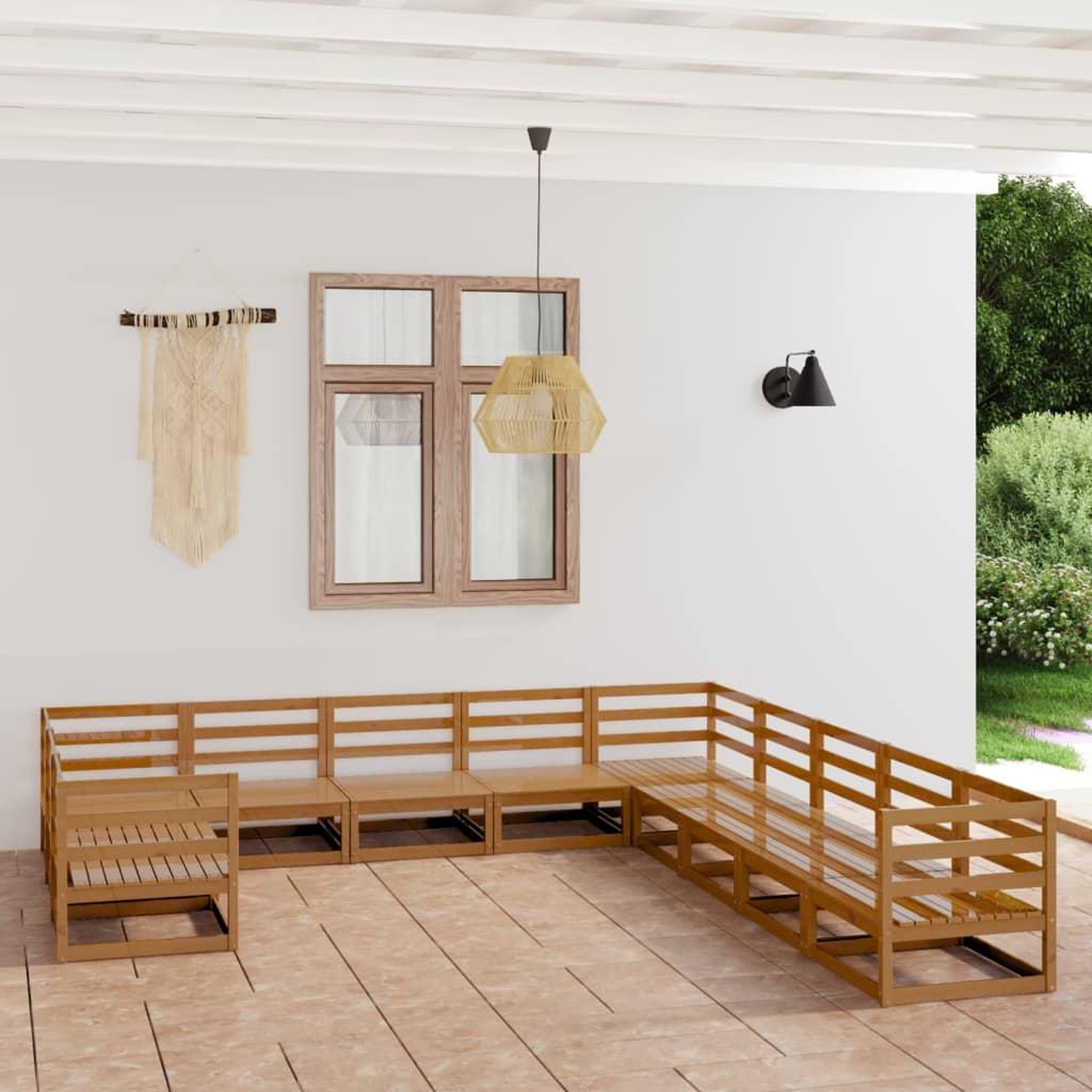 Voir la diapositive 1 : VIDAXL Salon de jardin 11 pcs bois de pin massif