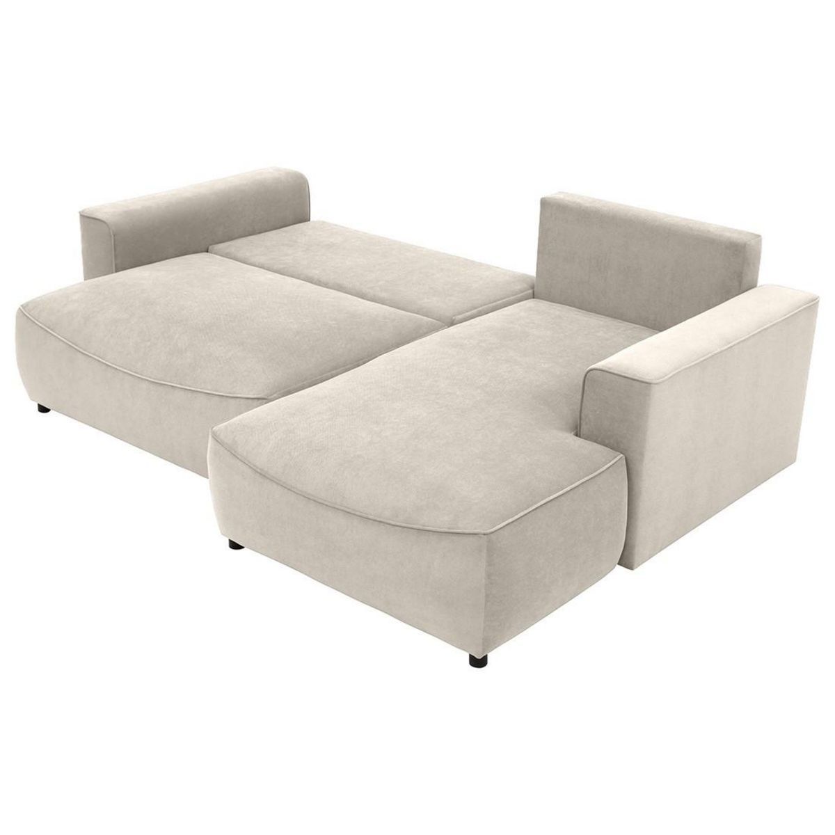 BEST MOBILIER Aurelia - canapé d'angle droit 4 places convertible avec coffre en tissu texturé